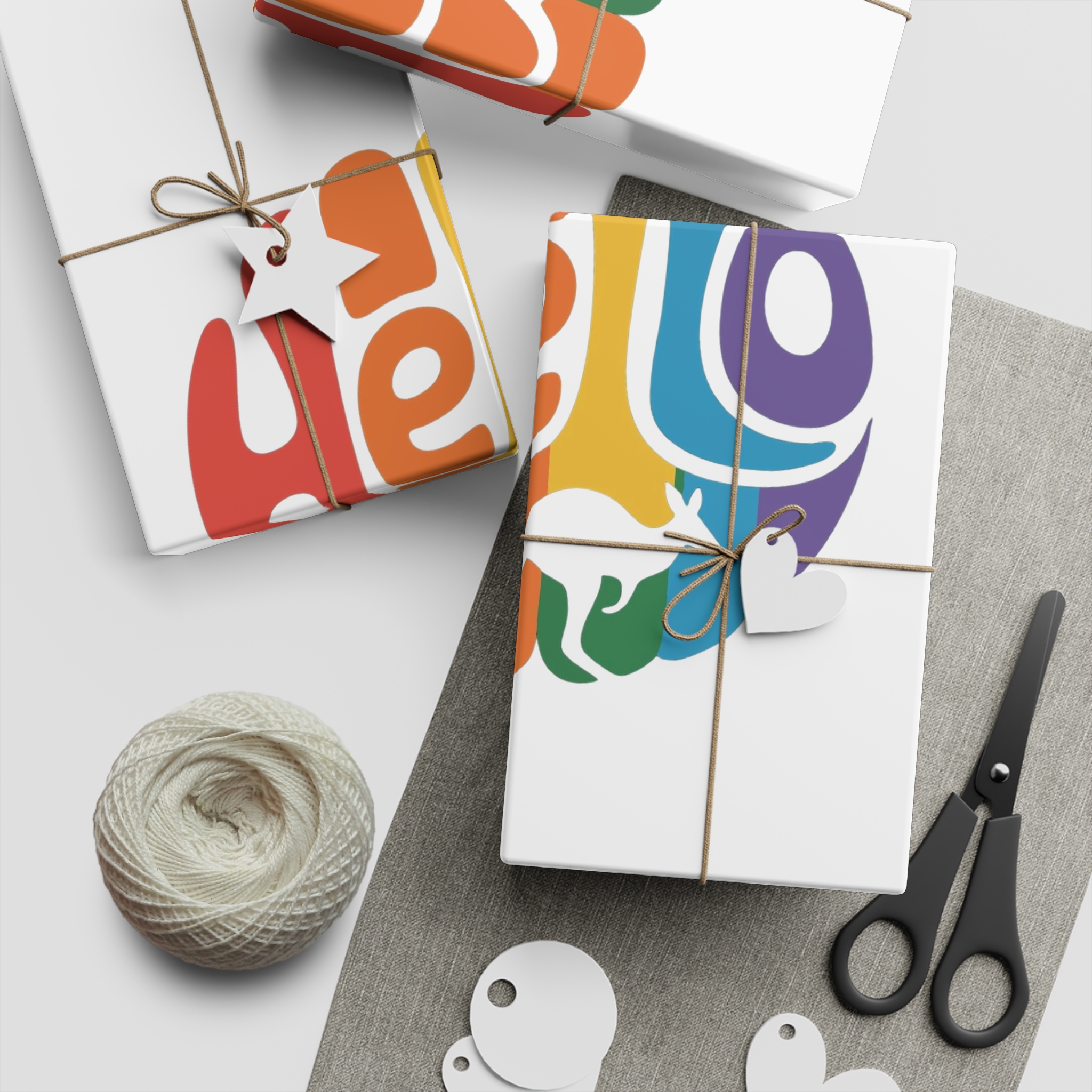 Hello Multicolor Logo Gift Wrapping Paper Sheets 1pc - Image 2