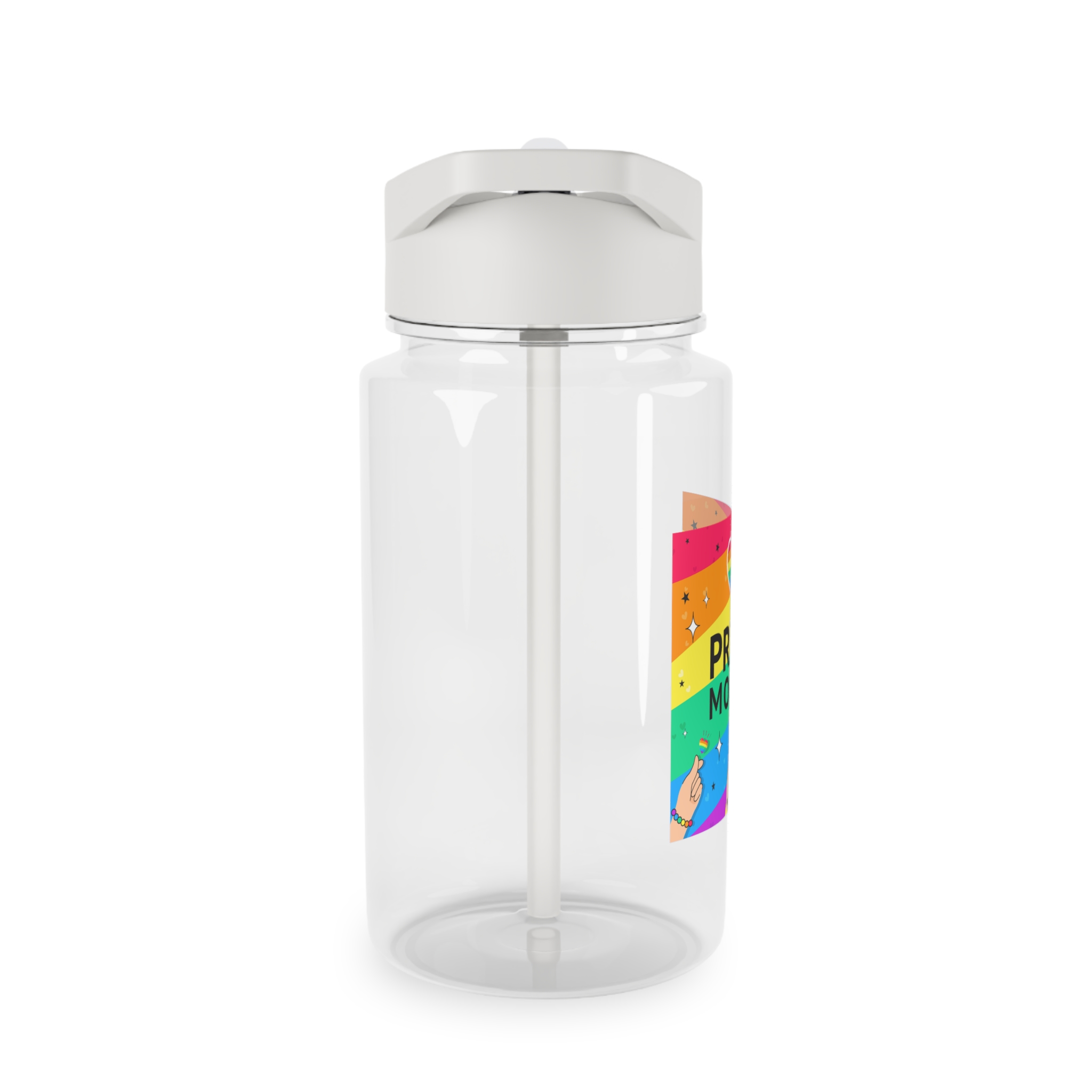 Pride Month Greeting Card Vector Illustration Hand Symbol Mini Heart Rainbow Flag Tritan Water Bottle - Image 4