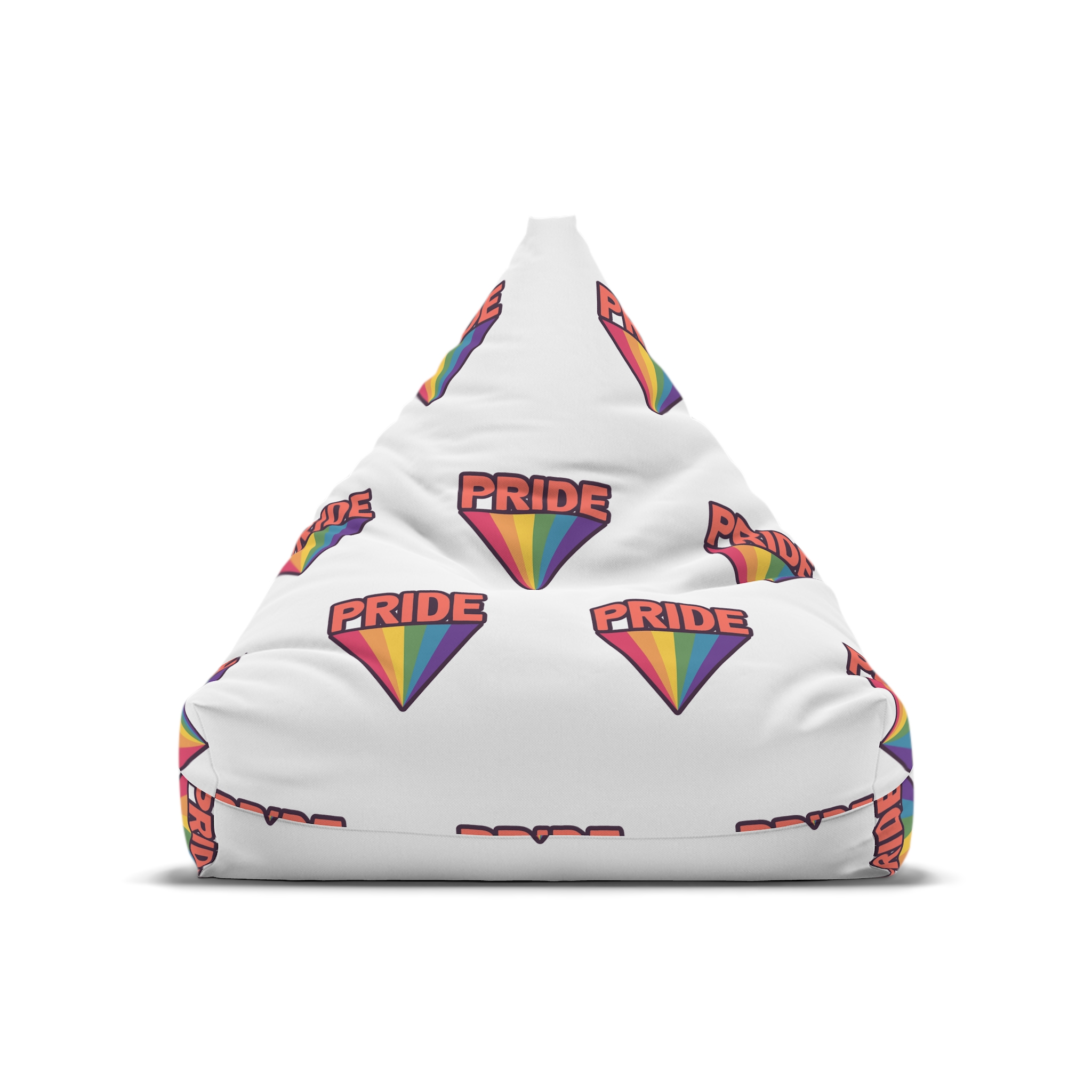 Pride Text With Rainbow Flag Badge Lgbt Symbol Gay Lesbian Bisexual Trans Queer Love Symbol Bean Bag Chair Cover - Image 5
