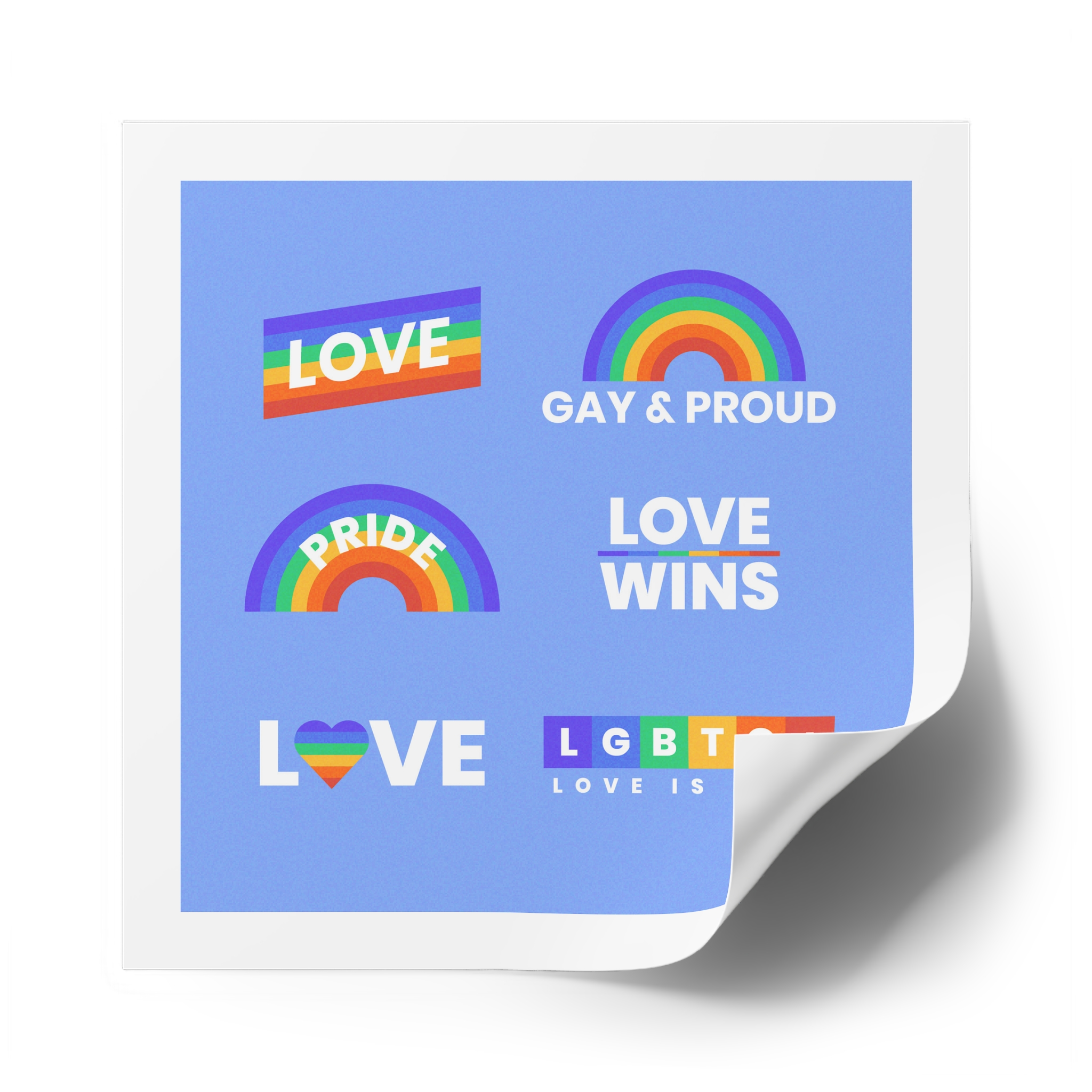 Pride Day Concept Rainbow Labels Laminate Stickers Square - Image 50