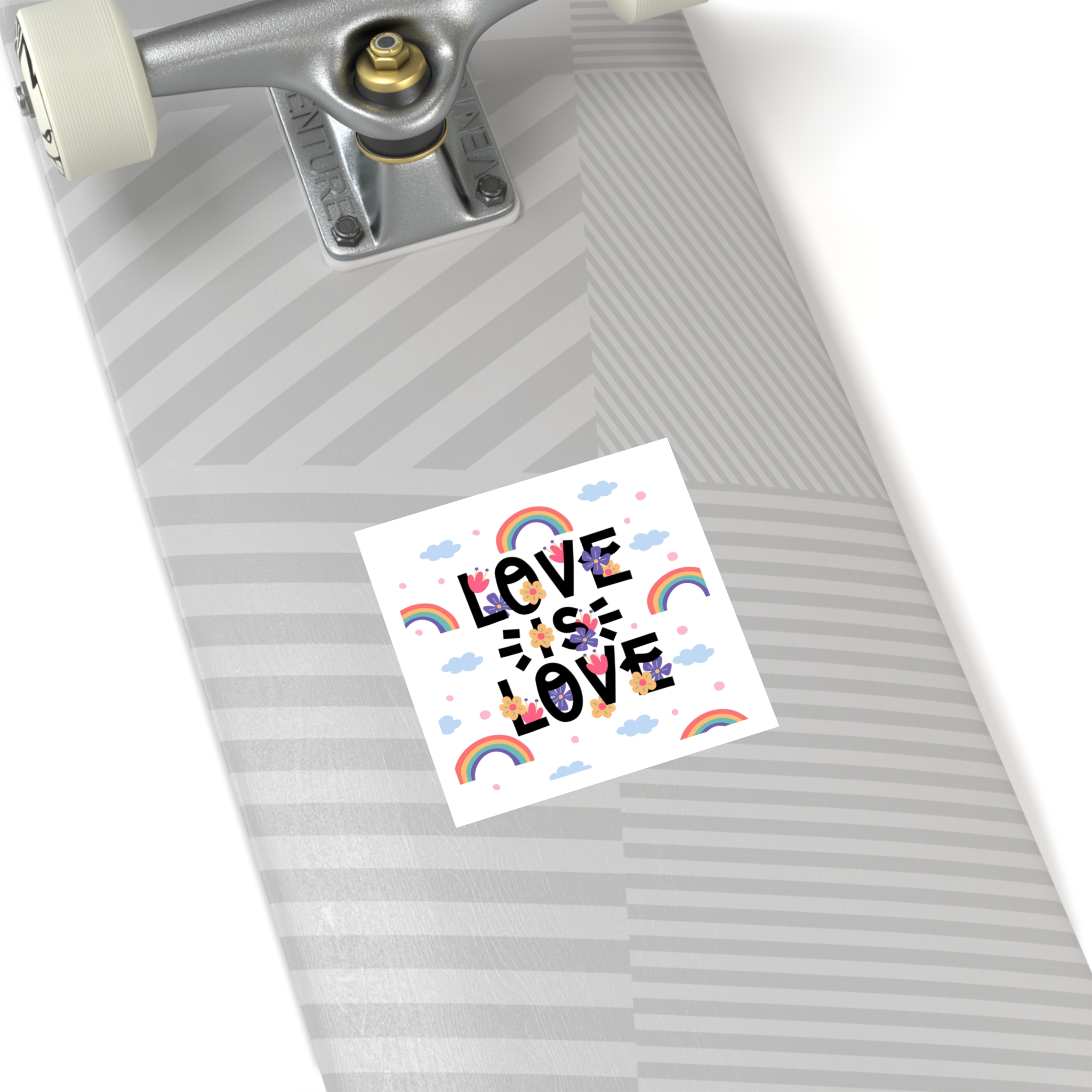 Pride Day Lettering With Rainbows Flowers Laminate Stickers Square - Image 20