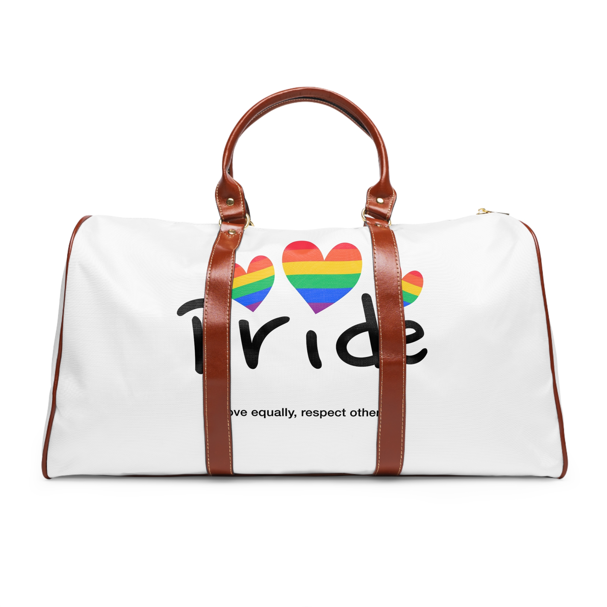 Love Letter Pride Rainbow Lettering Text Writing Pattern Freedom Love Heart Homo Colors Flag Parade(2) Waterproof Travel Bag