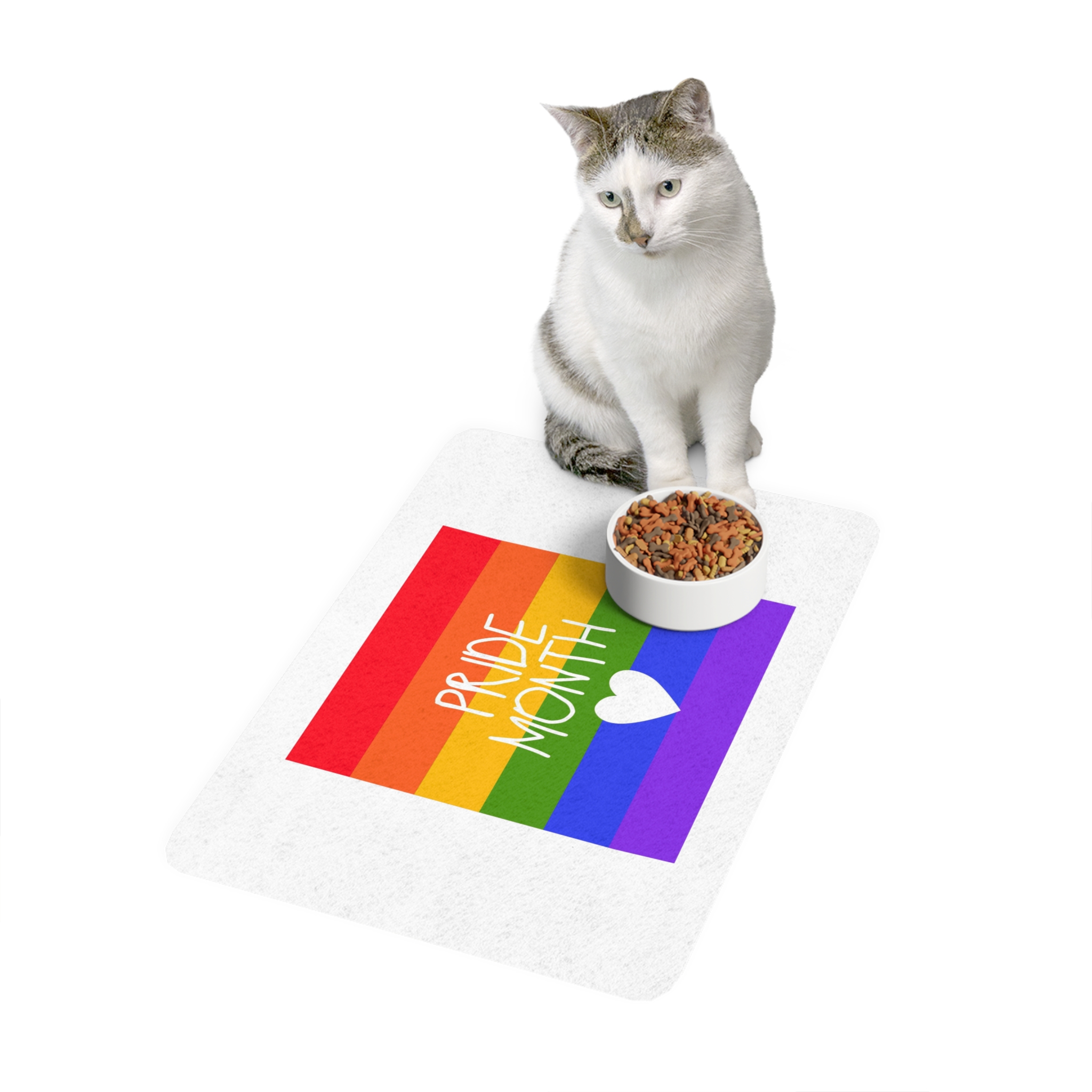 Cute Simple Banner Pride Month Symbols Pride Month With Lgbtq Flag Colours Pet Food Mat 12x18 - Image 3