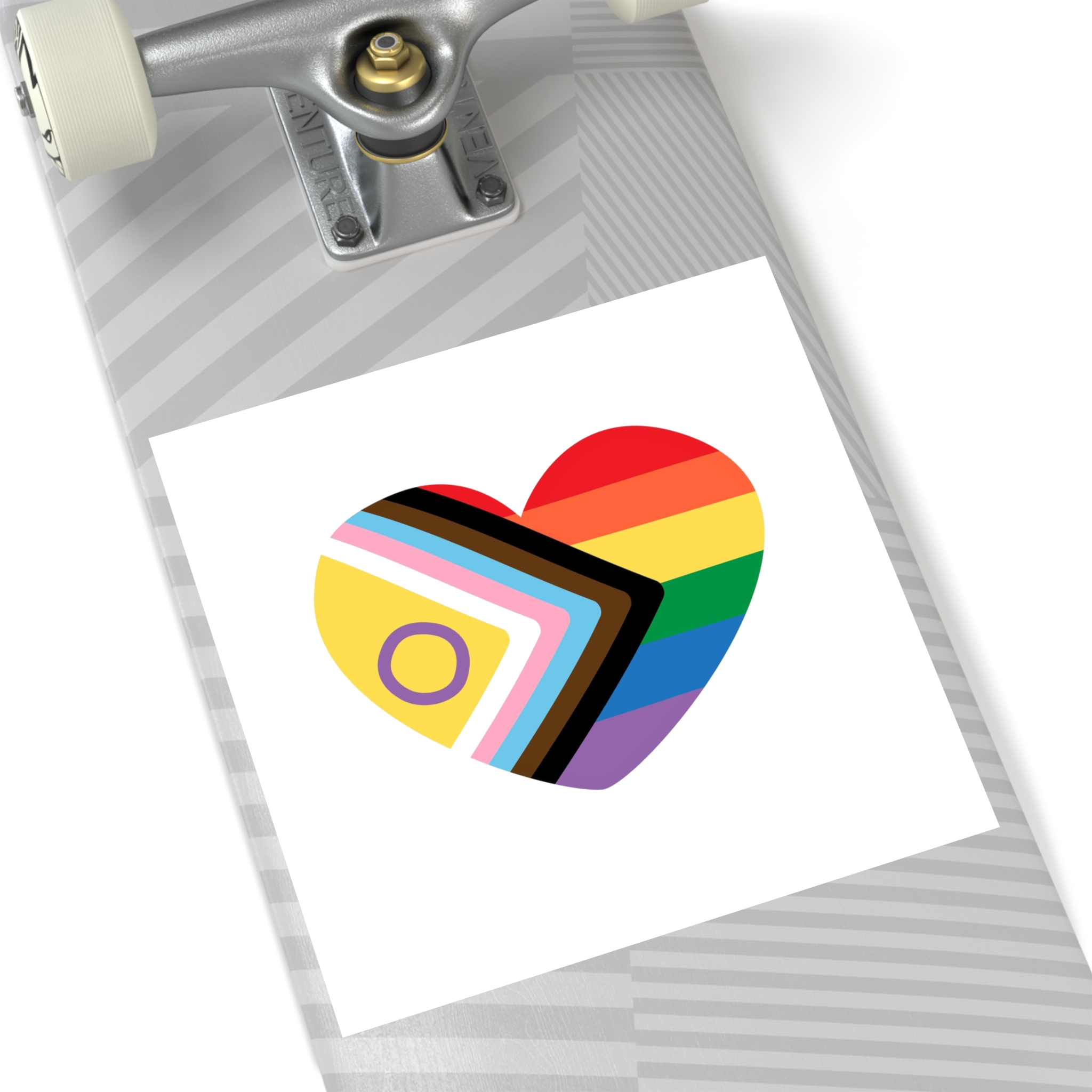 Inclusive Love Progress Pride Flag Heart Symbol Laminate Stickers Square - Image 64