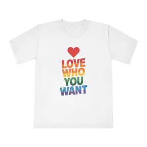 Rainbowcolored Text With Heart Symbol Saying Love Who You Want - Unisex Classic Crewneck T Shirt