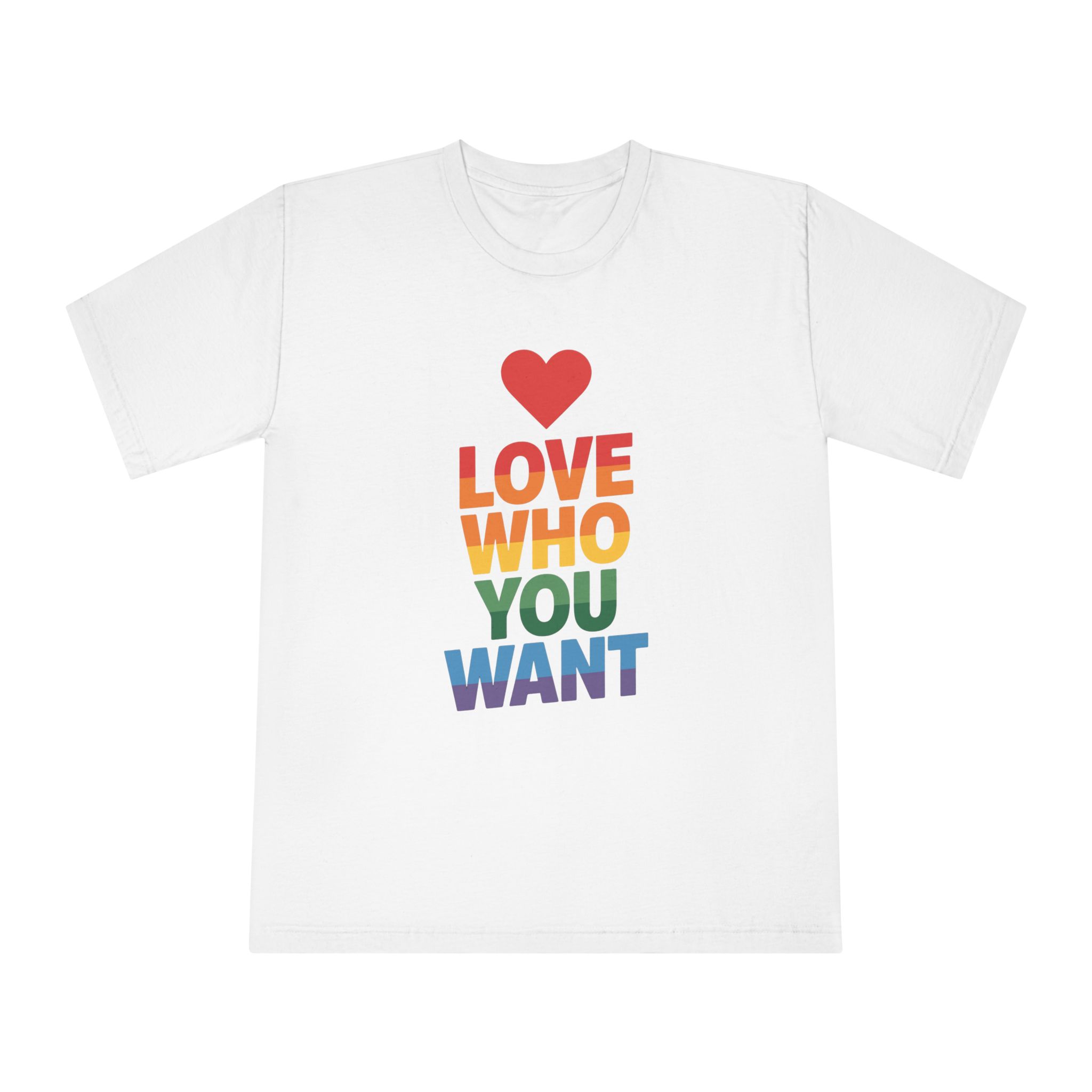 Rainbowcolored Text With Heart Symbol Saying Love Who You Want - Unisex Classic Crewneck T Shirt
