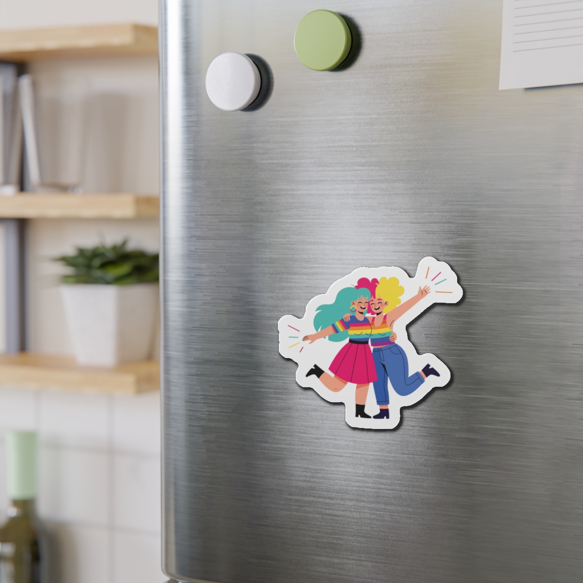 Two Happy Women Celebrating With Pride Flag Colors Die Cut Magnets - Image 9