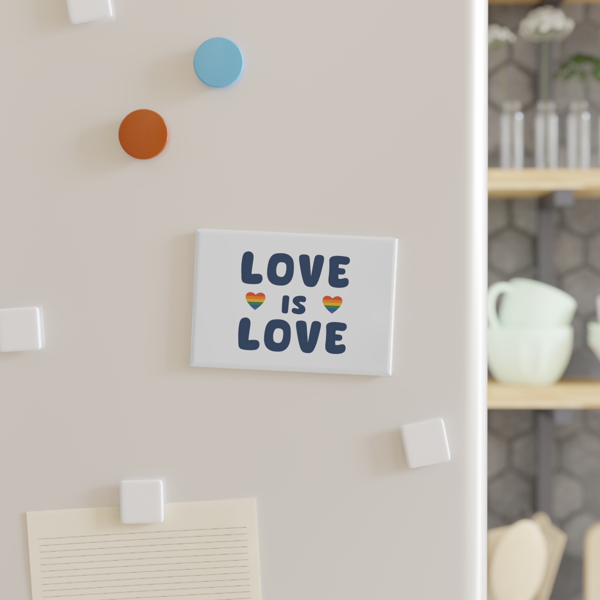 Vector Illustration With Text Love Is Love With Rainbow Heart Symbols Representing Lgbtq Gay Pride Button Magnet Rectangle 1 And 10 Pcs - Image 3