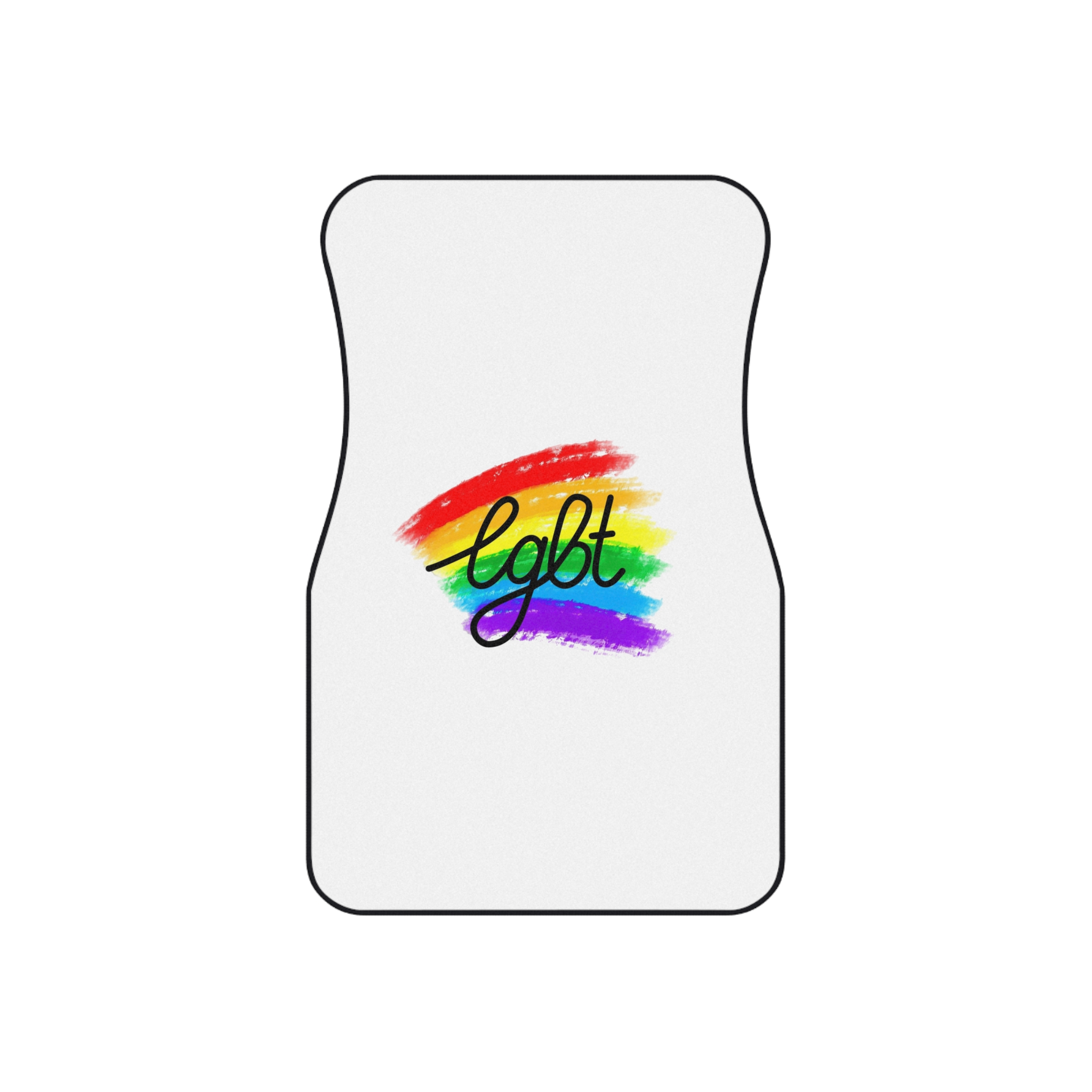 Lgbt Logo Vector Flat Illustration With Hand Drawn Watercolor Rainbow Flag Car Mats Set Of 4 - Image 2
