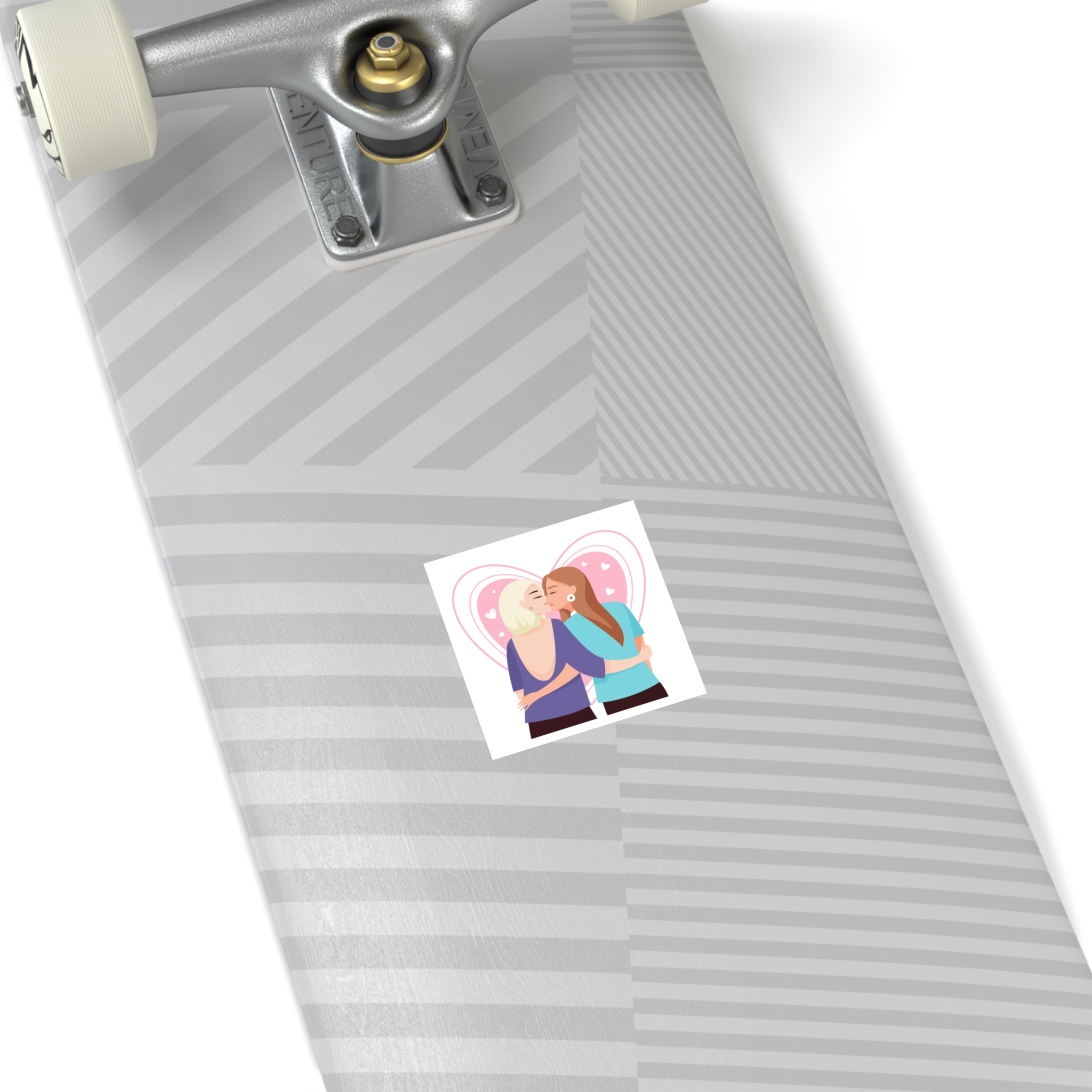 Lesbian Couple Kiss Flat Design Style Laminate Stickers Square - Image 4