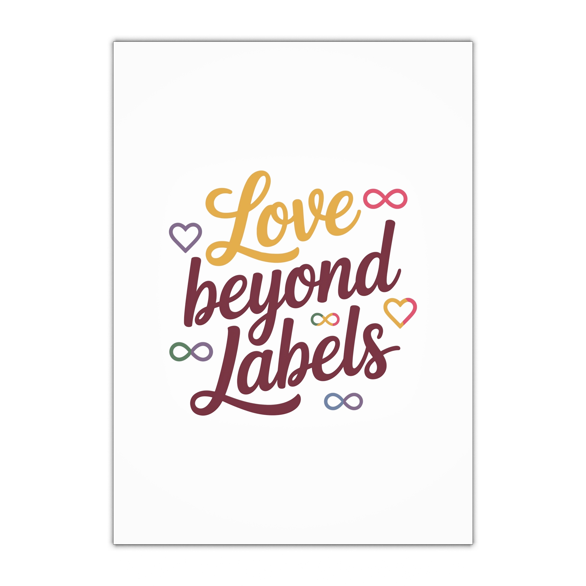 Love Beyond Labels T Shirt Design Isolated White Background Gift Wrapping Paper Sheets 1pc