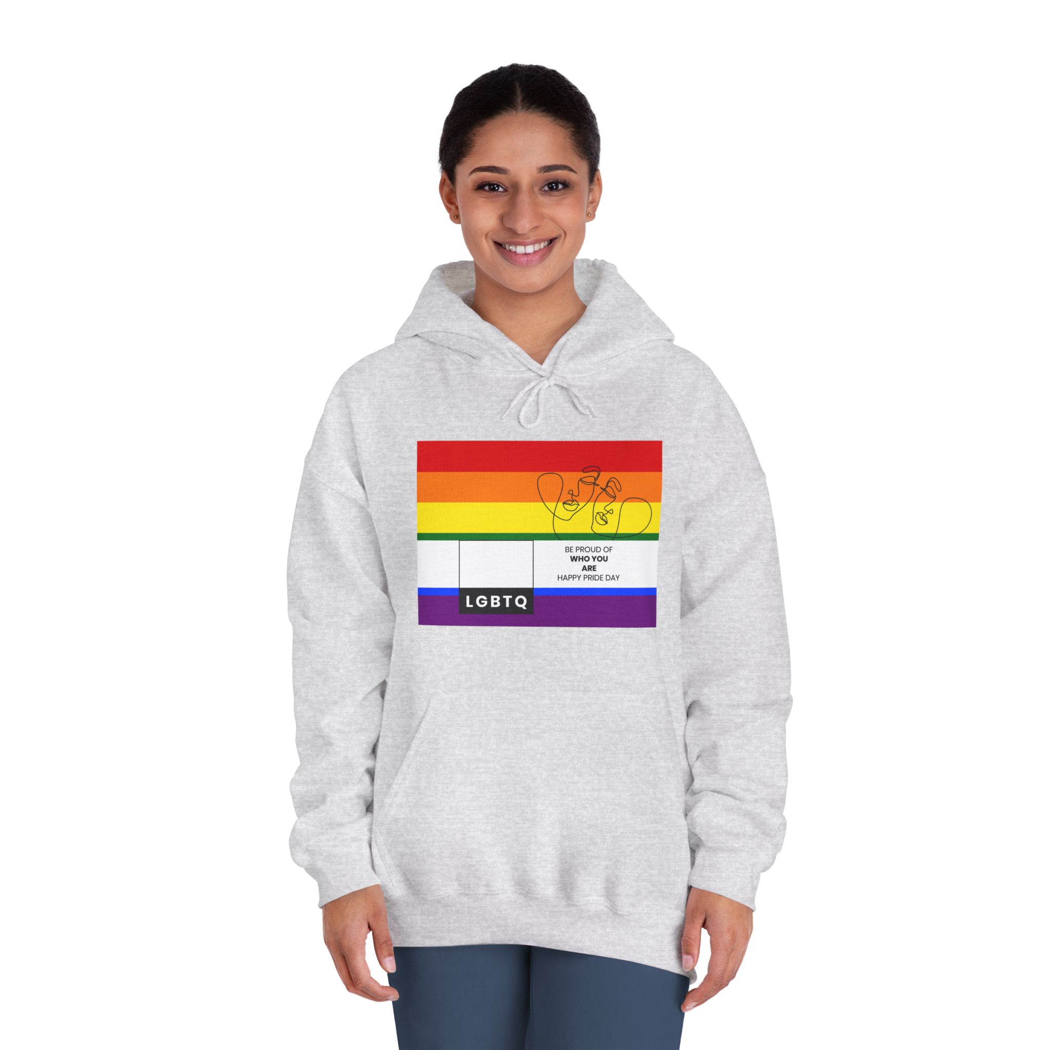 Lgbtq Pride Month Celebration Banner Poster Card Design Vector Illustration Unisex Dryblend Hooded Sweatshirt - Image 8