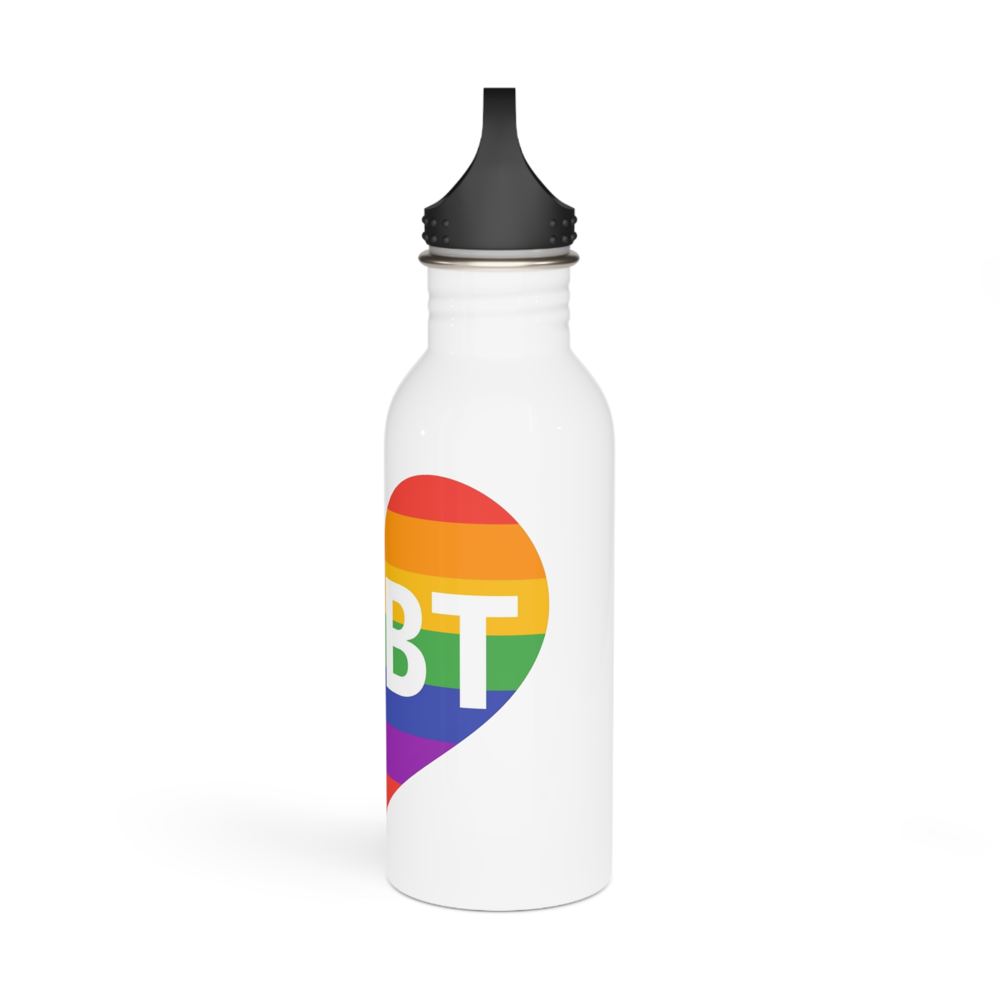 Lgbt Rainbow Colors Heart Mark Lgbt Letters Stainless Steel Water Bottle - Image 4