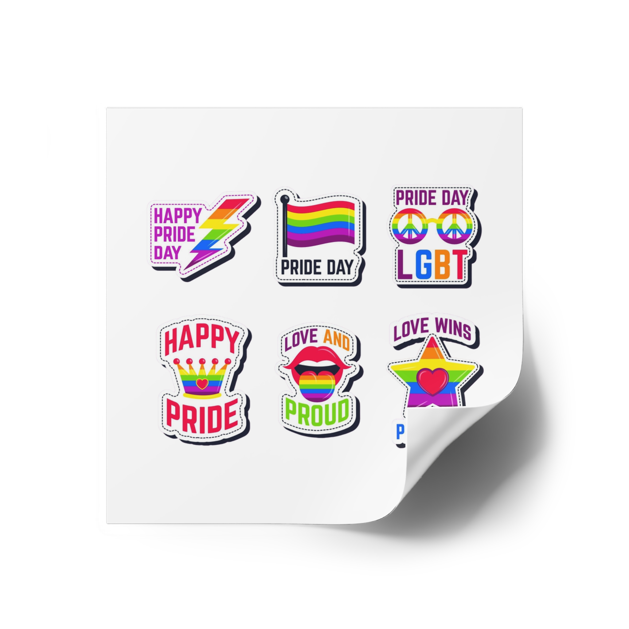 Label Collection With Pride Day Theme Laminate Stickers Square - Image 18