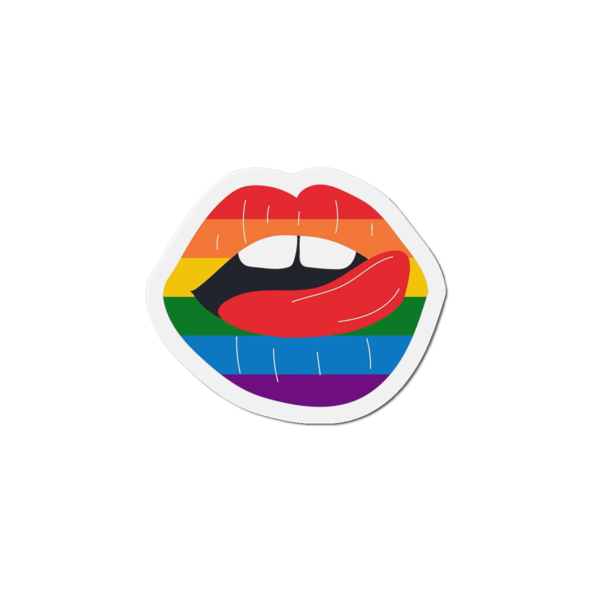 Beautiful Lips Kiss Trace With Lgbt Symbol Pride Flag Rainbow Colors Print Die Cut Magnets - Image 7