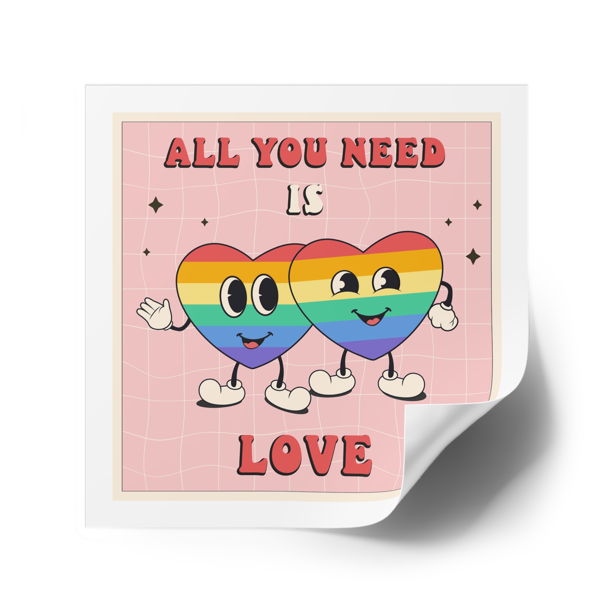 Lgbtq Pride Month Retro Groovy Poster Social Media Post Template With Rainbow Heart Laminate Stickers Square - Image 34