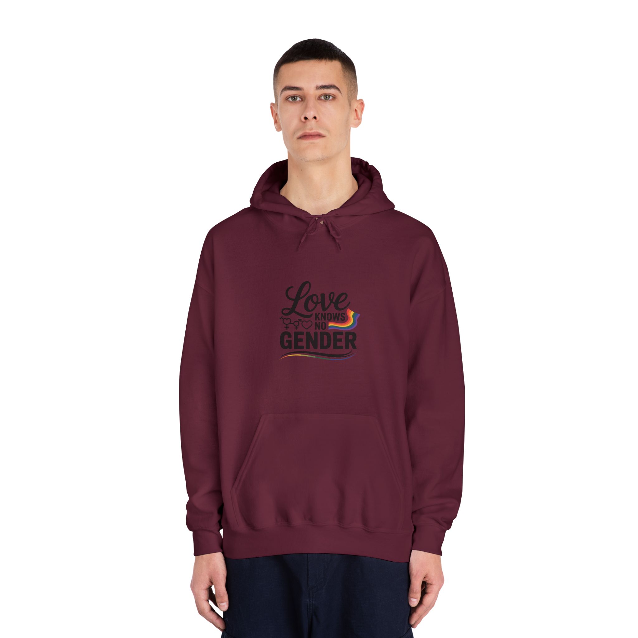Love Knows No Gender T Shirt Design Isolated White Background Unisex Dryblend Hooded Sweatshirt - Image 19