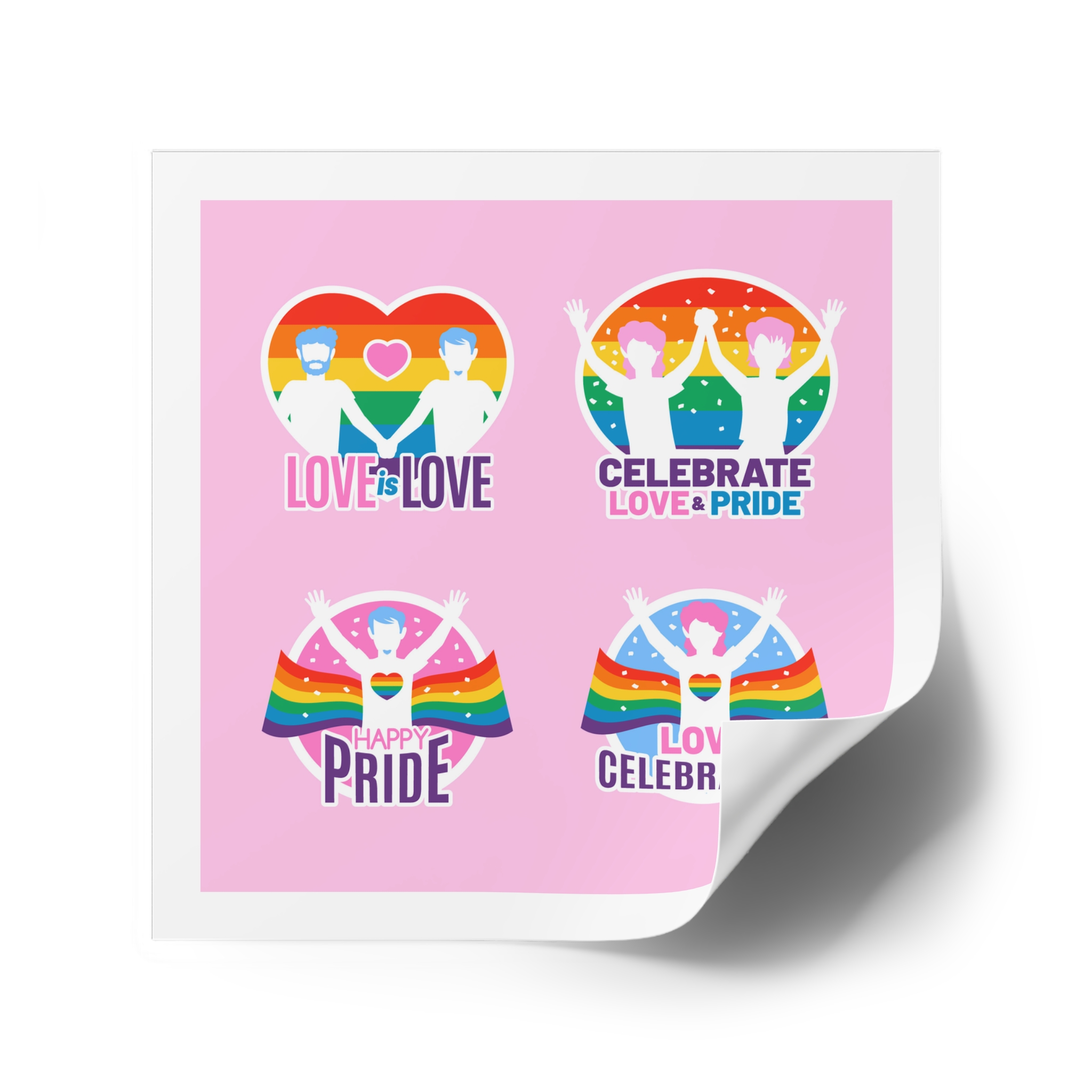 Pride Day Neon Badges Laminate Stickers Square - Image 74