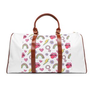 Colorful Seamless Pattern With Feminist Pride Symbols Waterproof Travel Bag