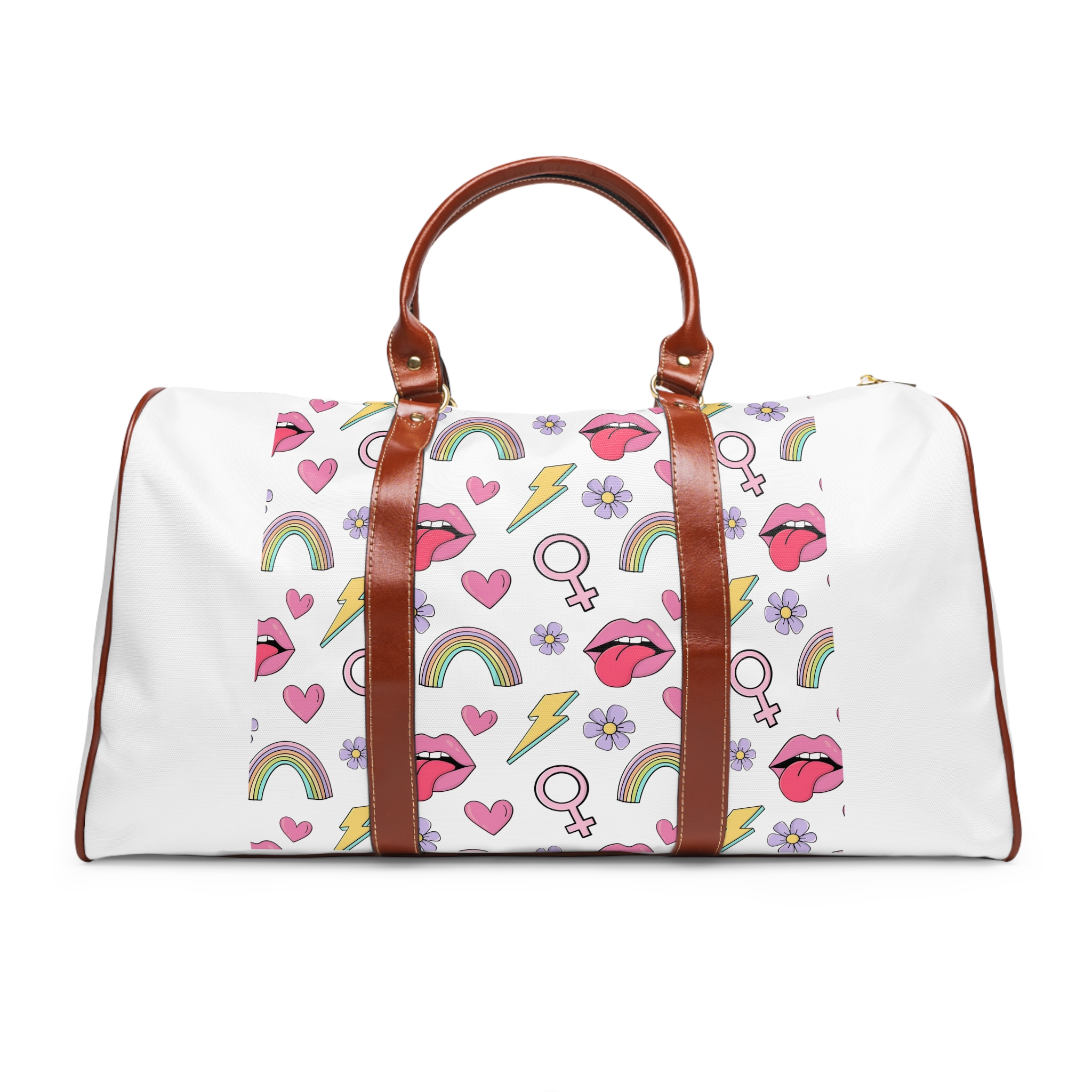 Colorful Seamless Pattern With Feminist Pride Symbols Waterproof Travel Bag