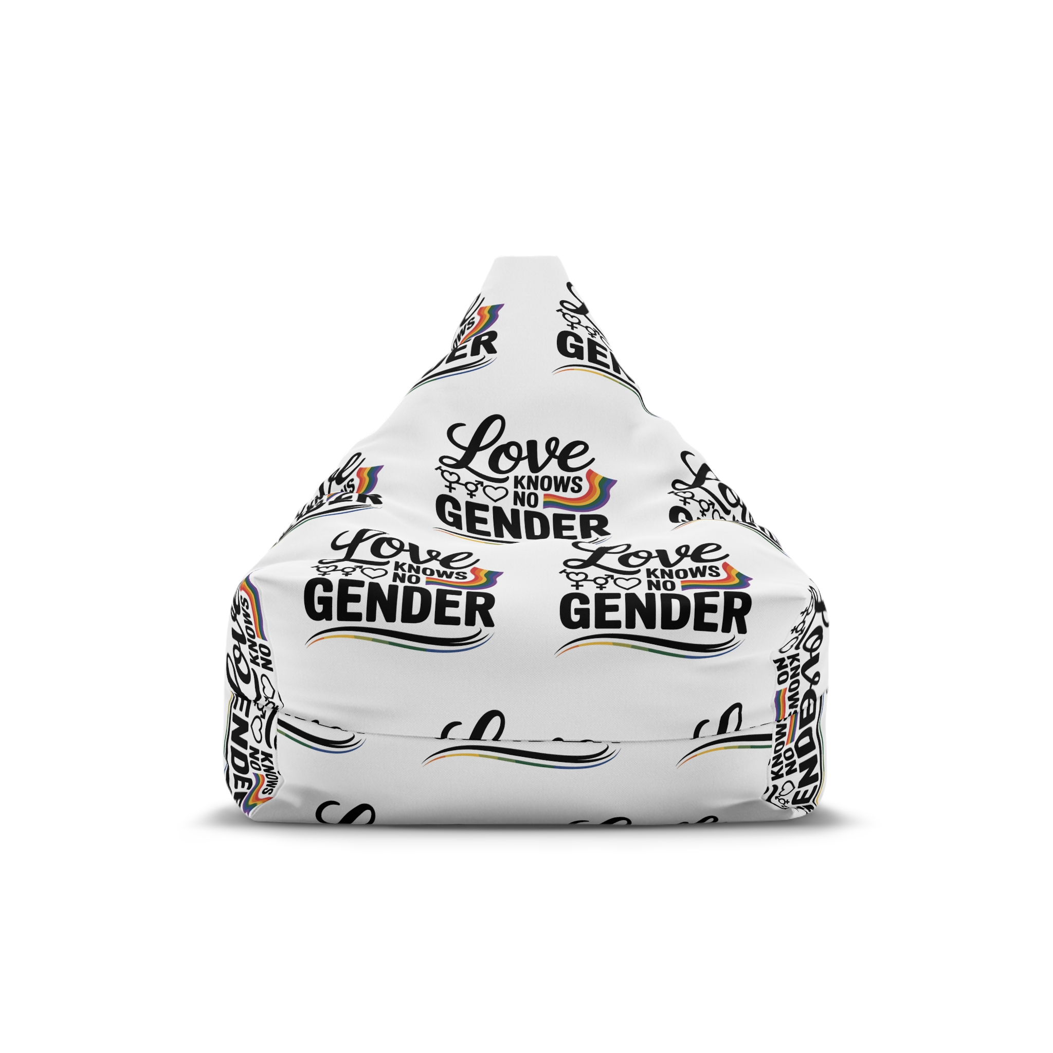 Love Knows No Gender T Shirt Design Isolated White Background Bean Bag Chair Cover