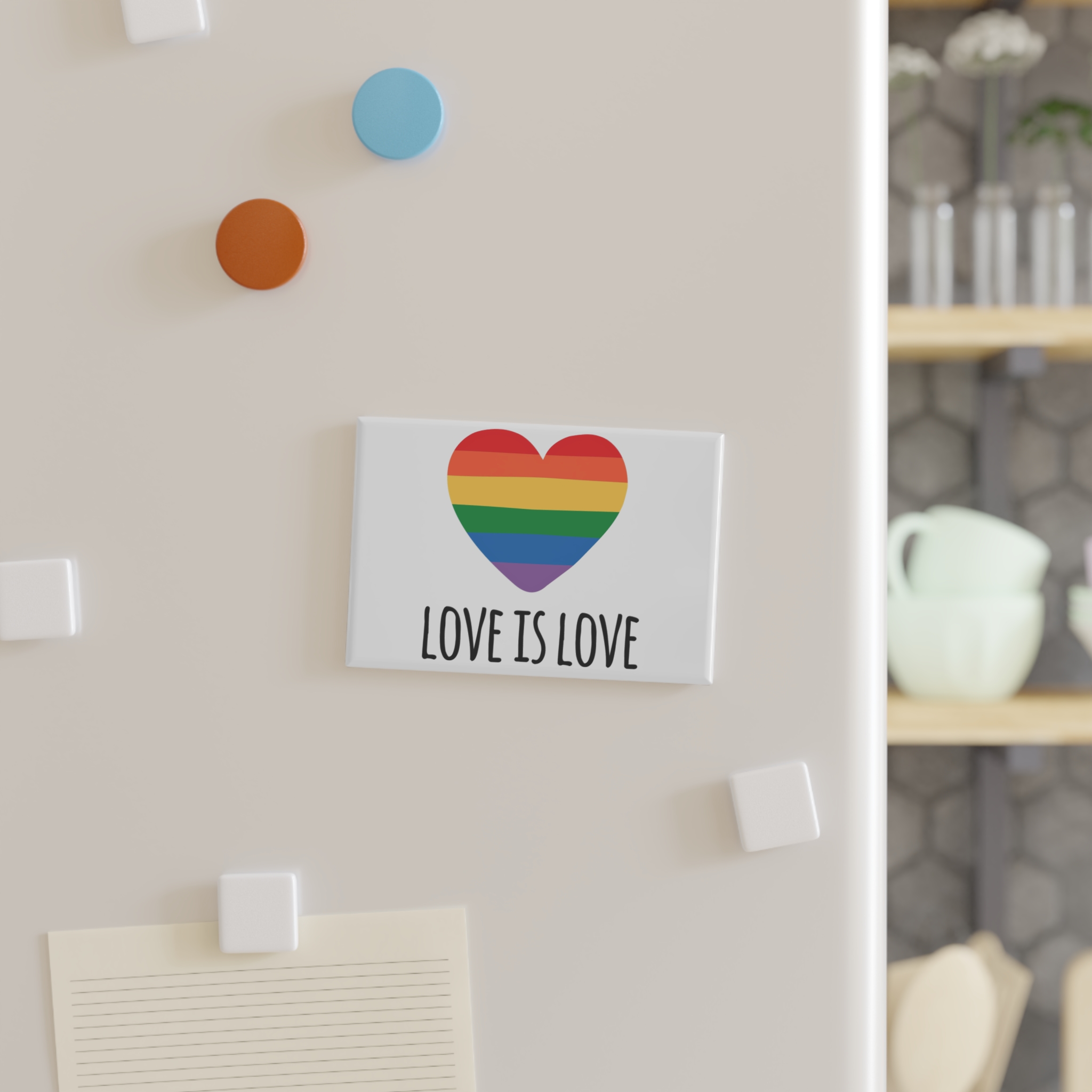 Vector Sketch Lgbt Rainbow Love Is Love Lettering (1) Button Magnet Rectangle 1 And 10 Pcs - Image 3