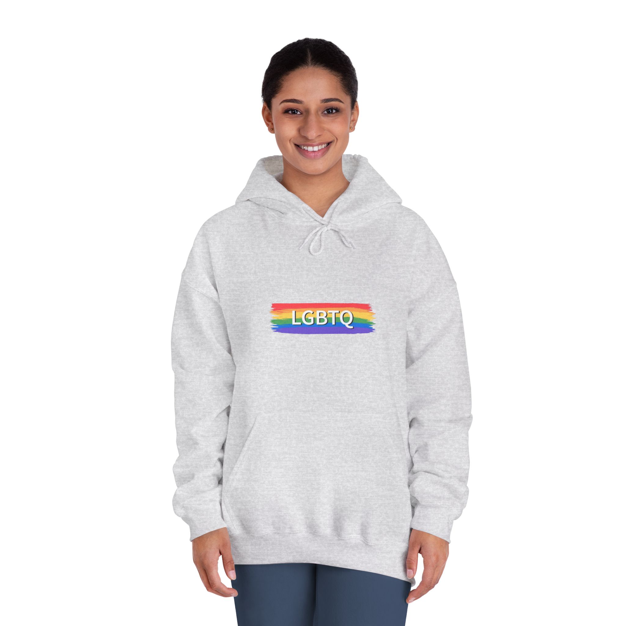 Lgbtq Rainbow Flag Pride Month June Colorful Brush Stroke Lgbtq Flag Vector Illustration Unisex Dryblend Hooded Sweatshirt - Image 8