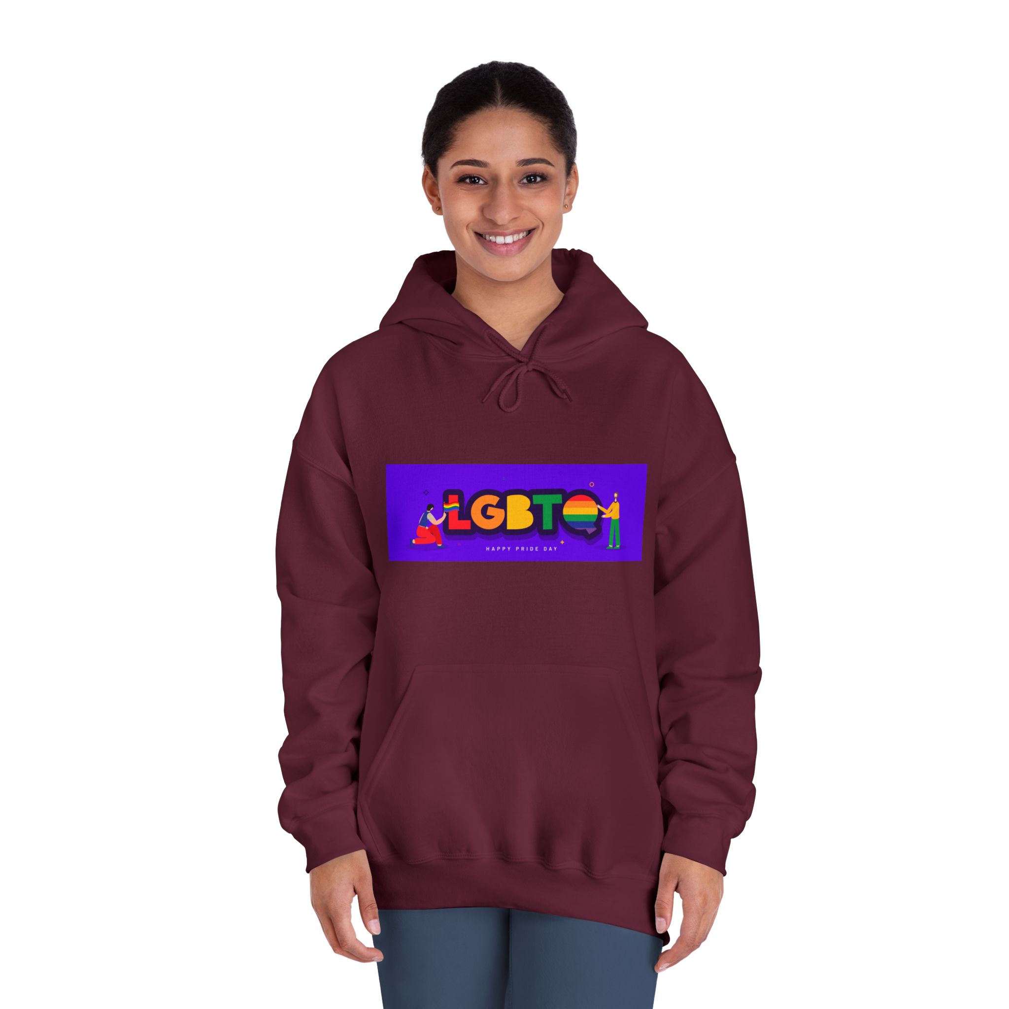 Lgbtq Community Banner Design With Illustration Gay Couple Unisex Dryblend Hooded Sweatshirt - Image 20