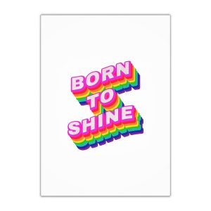 Rainbow Word Born Shine Typography Design Element Gift Wrapping Paper Sheets 1pc