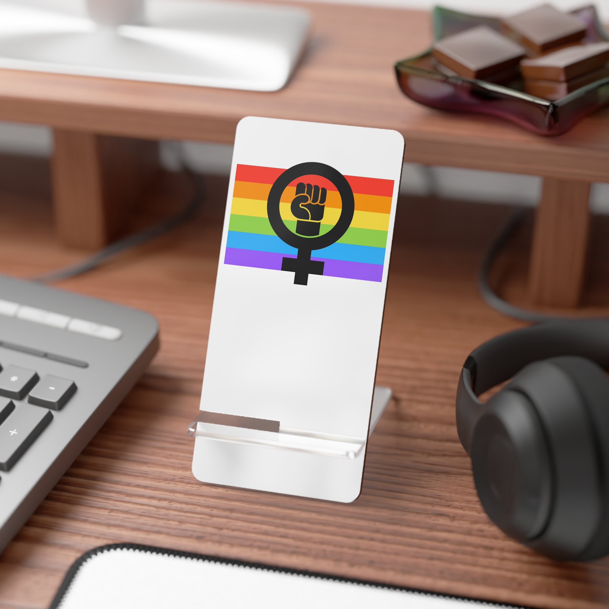 Flat Feminist Lgbt Flag Illustration Mobile Display Stand For Smartphones - Image 3