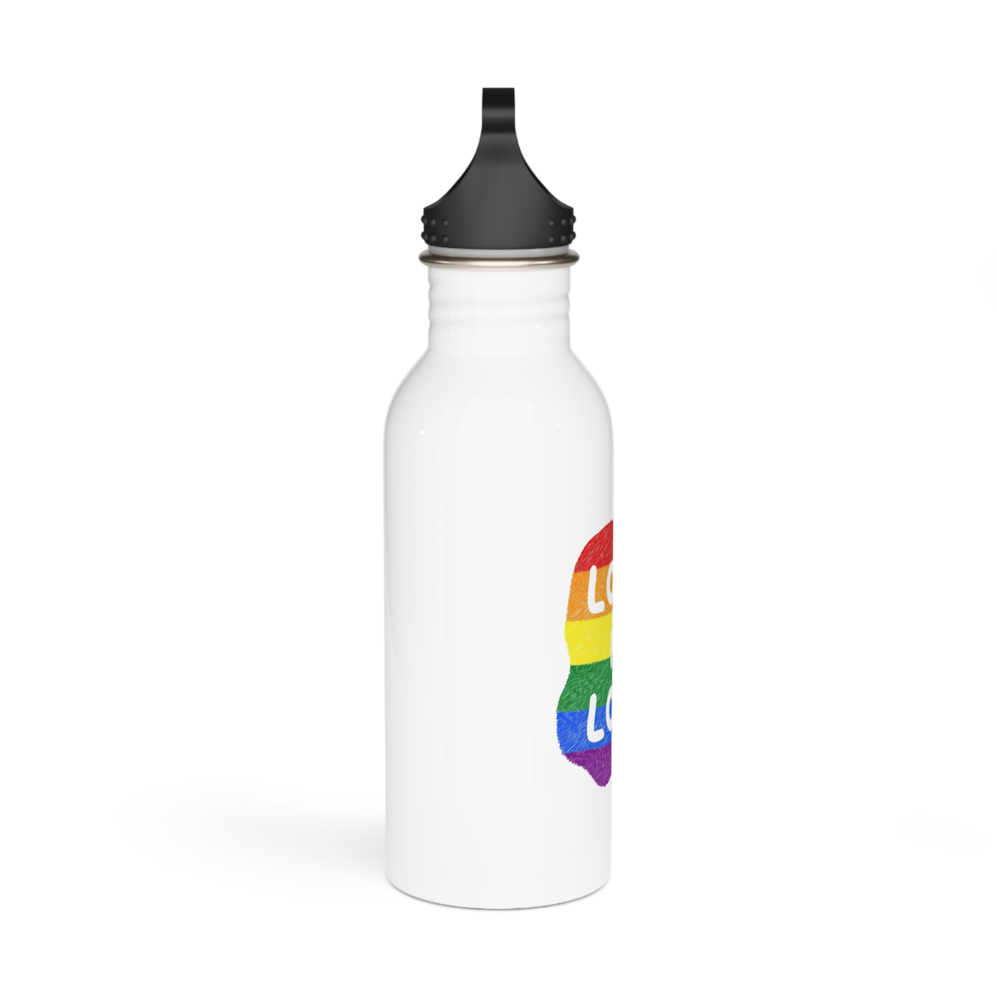 Love Is Love Lgbtq Pride Rainbow Poster Slogan Stainless Steel Water Bottle - Image 2