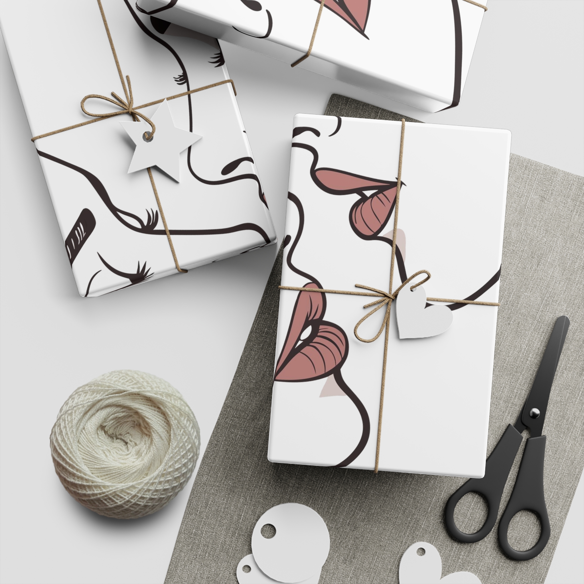 Perfect Lip Set Open Close Smooches (1) Gift Wrapping Paper Sheets 1pc - Image 2