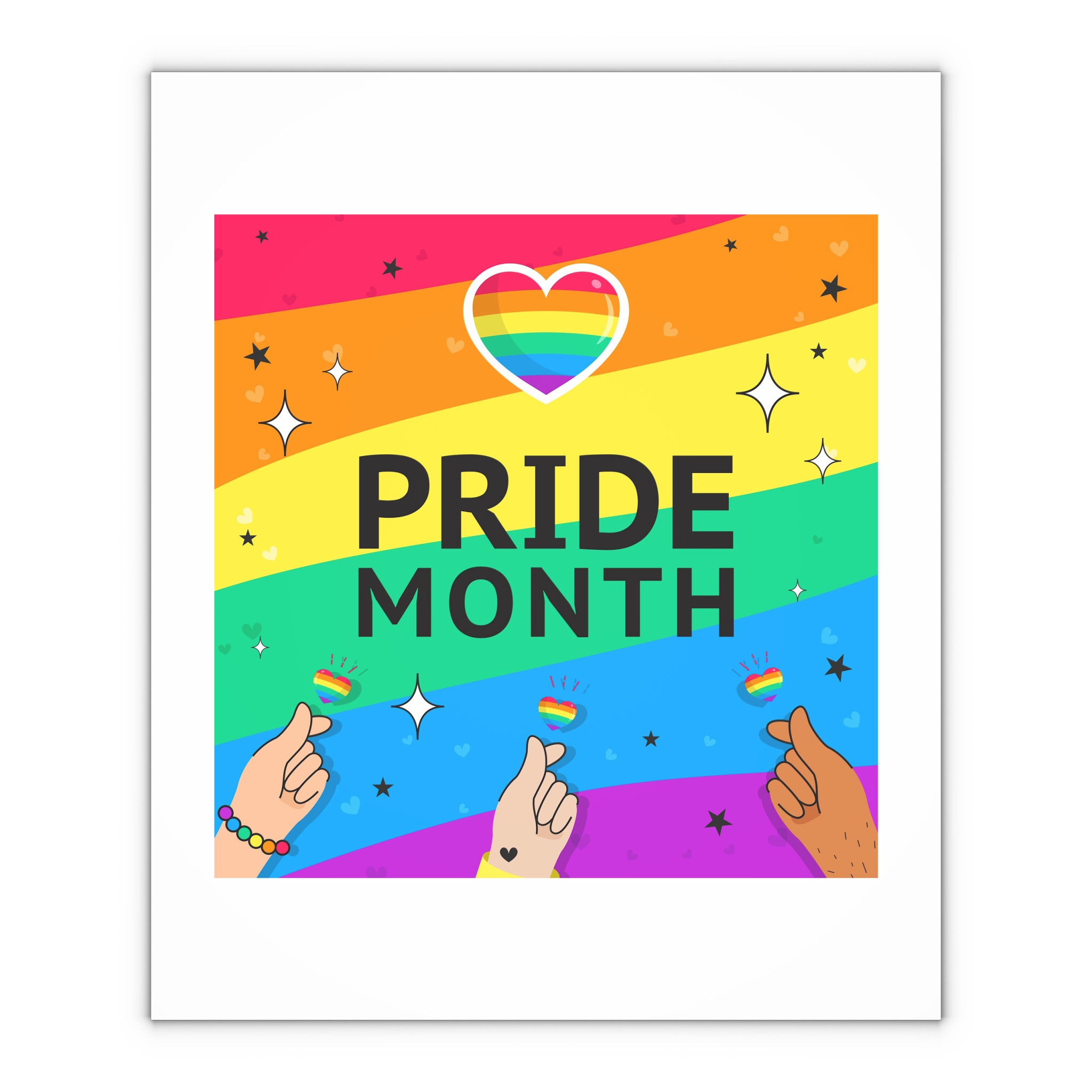 Pride Month Greeting Card Vector Illustration Hand Symbol Mini Heart Rainbow Flag Gift Wrapping Paper Sheets 1pc - Image 4