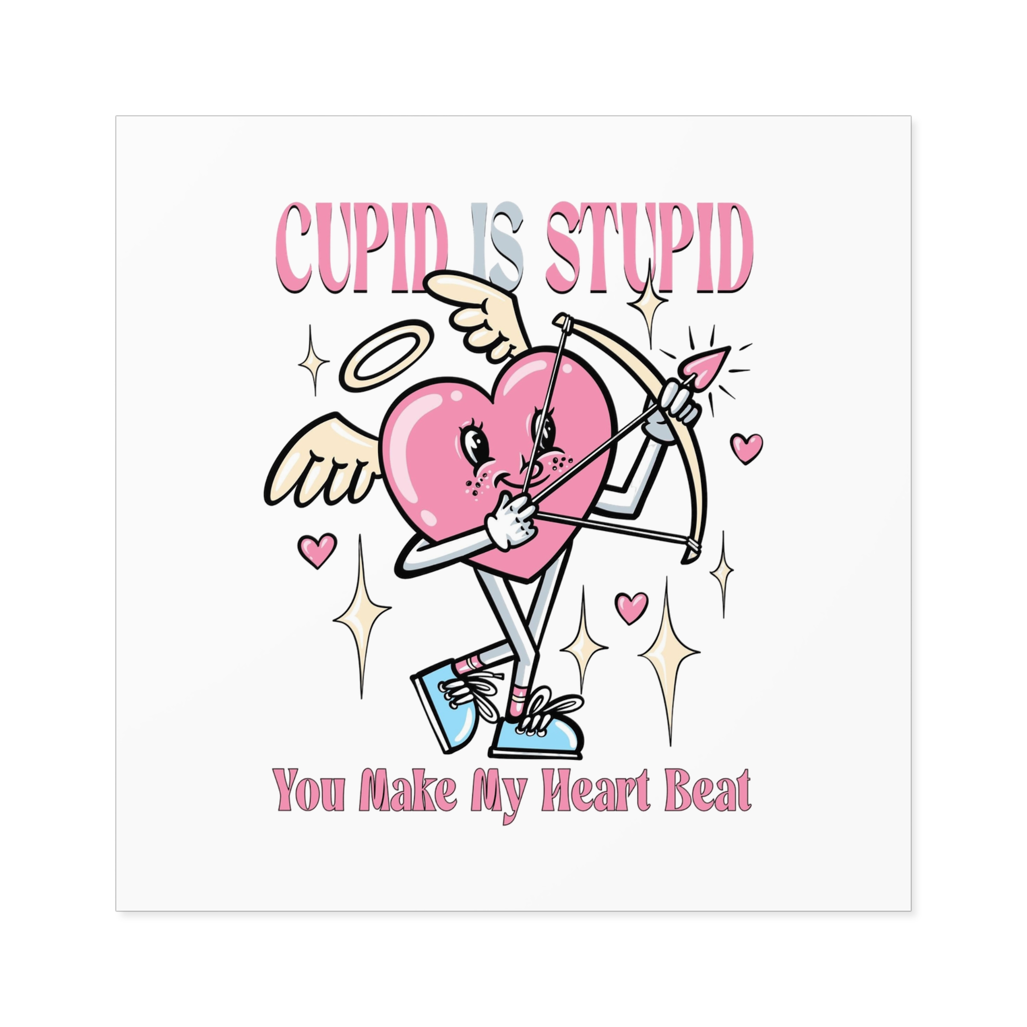Love Cupid Holding Bow Tshirt Design Laminate Stickers Square - Image 73