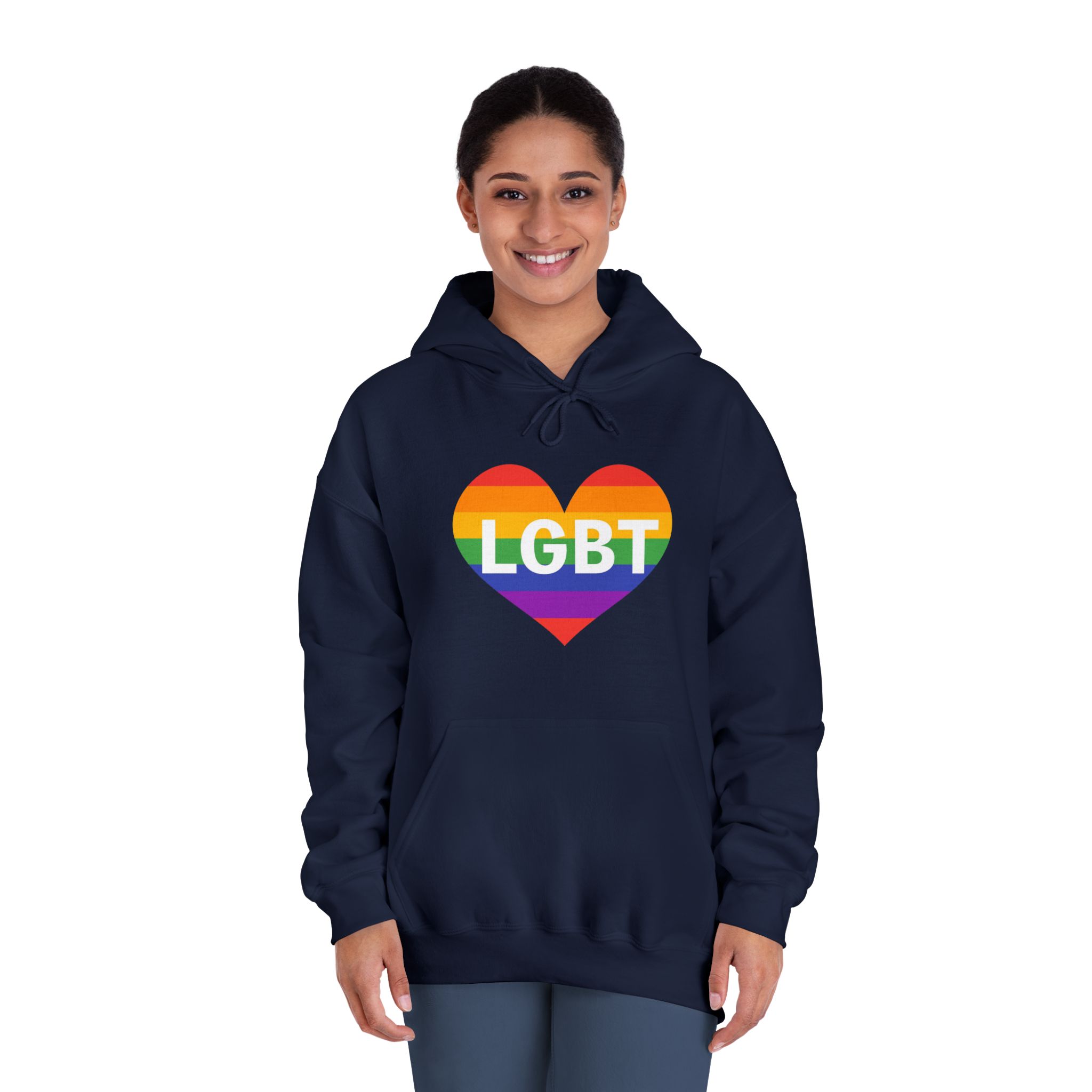 Lgbt Rainbow Colors Heart Mark Lgbt Letters Unisex Dryblend Hooded Sweatshirt - Image 32