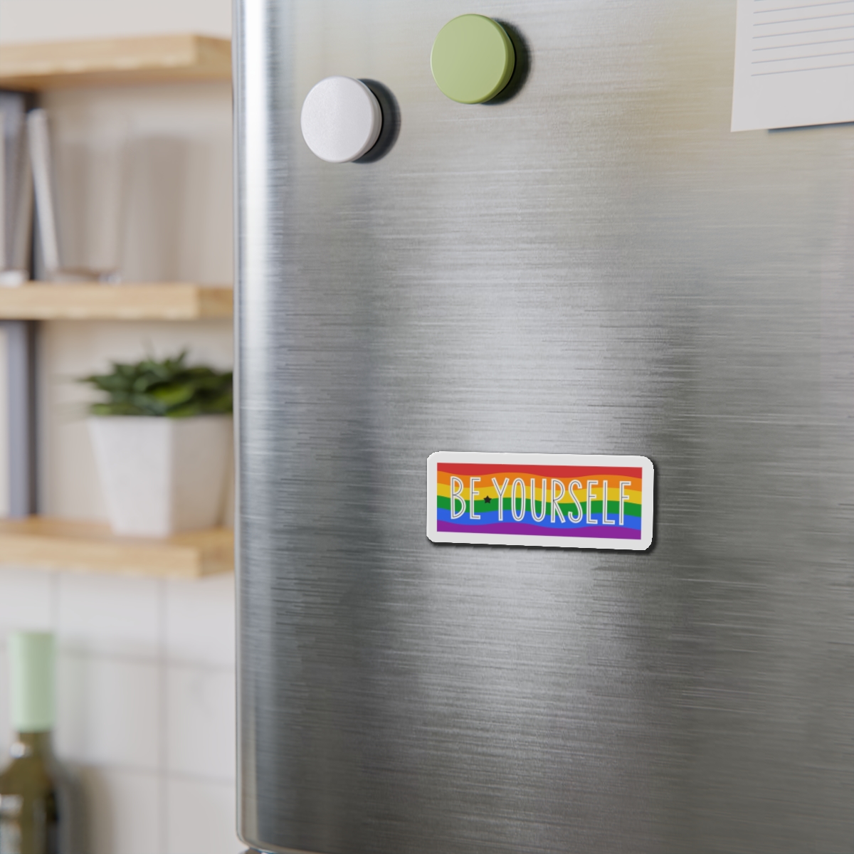 Be Yourself Phrase With Lgbtqia Flag Background Die Cut Magnets - Image 6