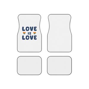 Vector Illustration With Text Love Is Love With Rainbow Heart Symbols Representing Lgbtq Gay Pride Car Mats Set Of 4
