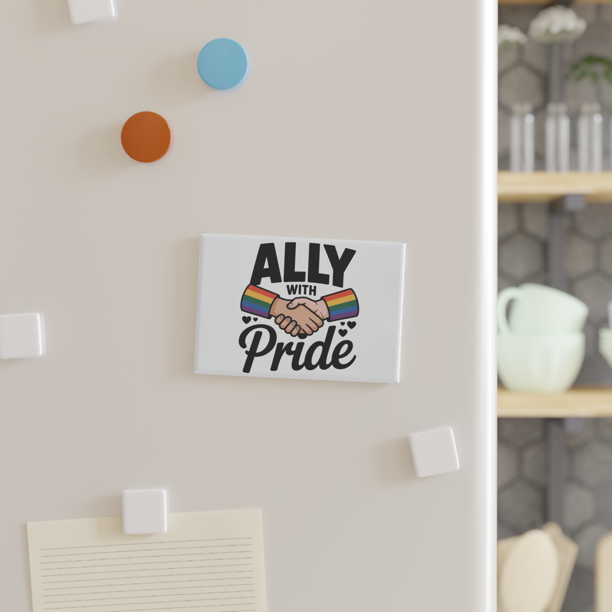 Ally With Pride T Shirt Design Isolated White Background Button Magnet Rectangle 1 And 10 Pcs - Image 7
