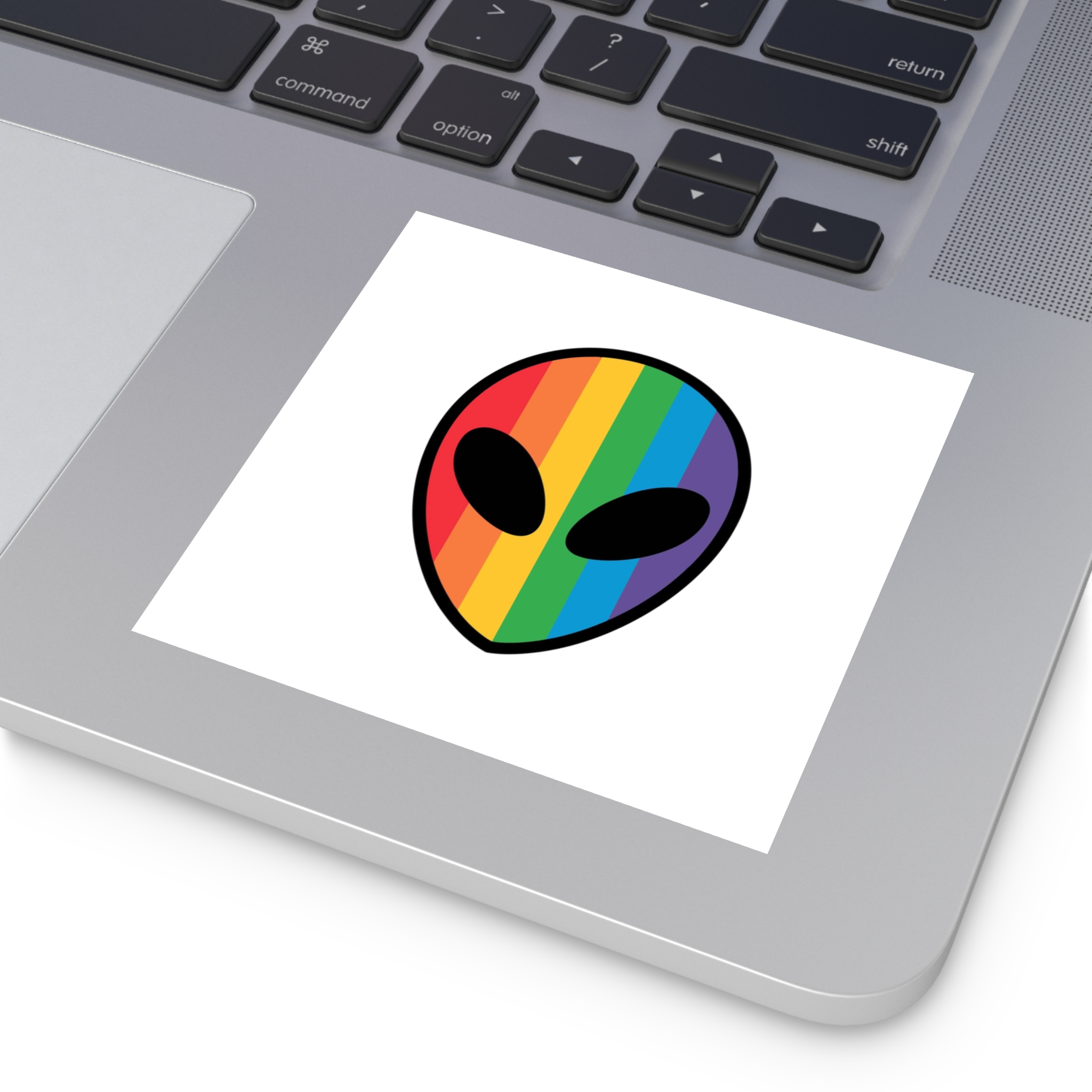 Rainbow Alien Head Lgbt Pride Illustration Laminate Stickers Square - Image 27