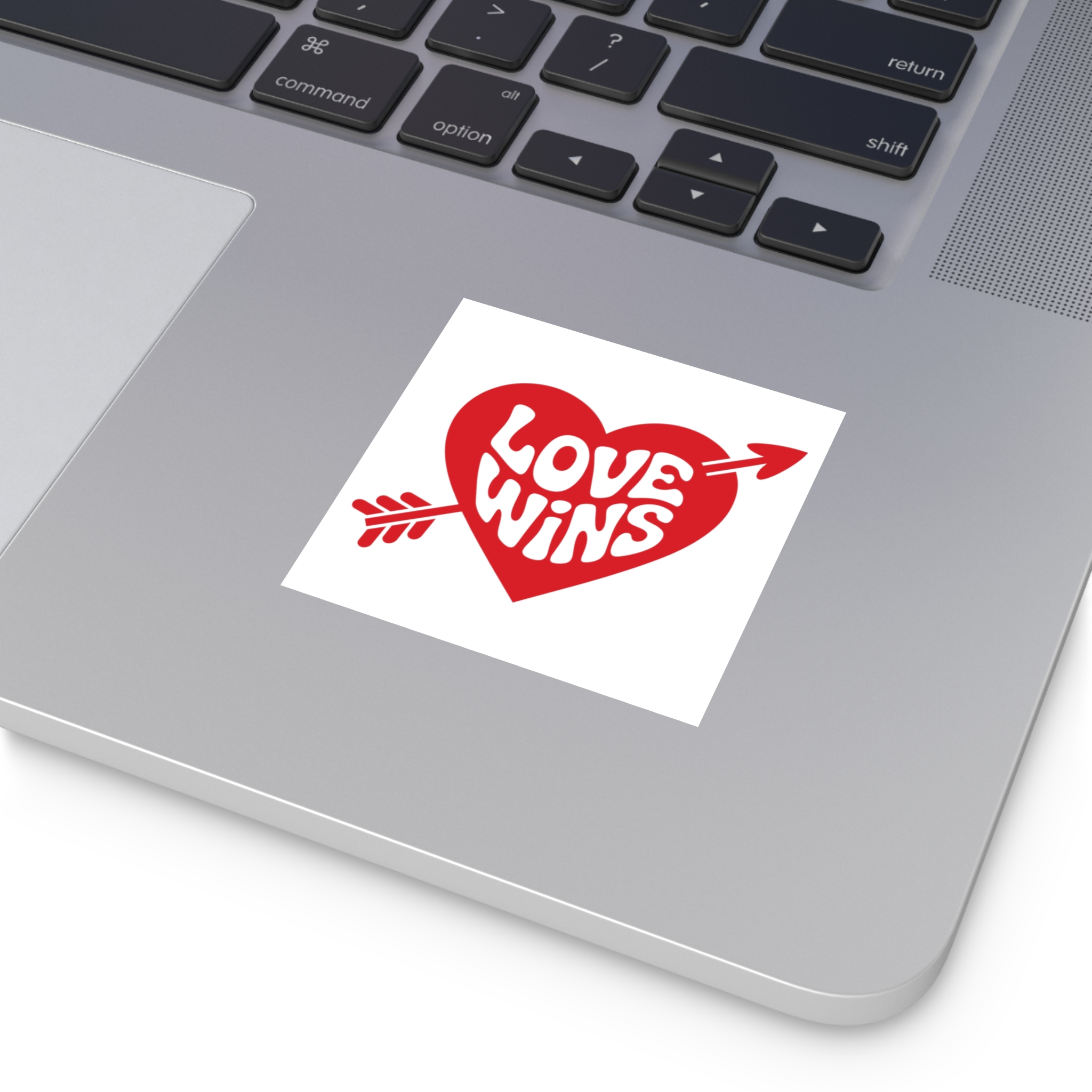 Love Wins Inscription Red Heart Pierced With Cupid39s Arrow Transparent Background Laminate Stickers Square - Image 11
