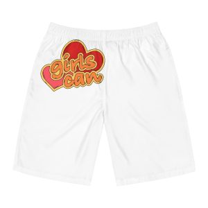 Girls Can Heart Sticker Vector Mens Board Shorts Aop