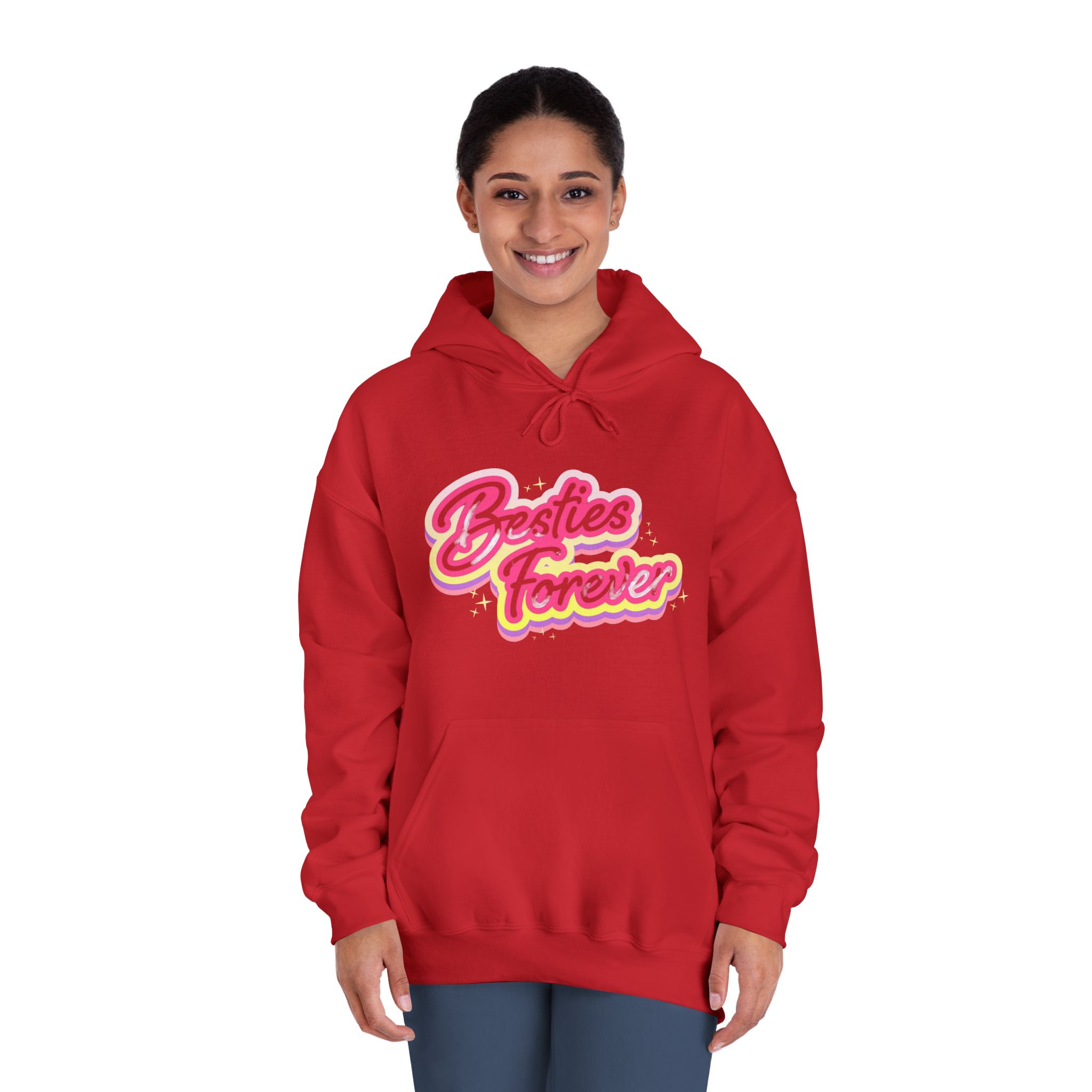 Pink Besties Forever Lettering Logo Unisex Dryblend Hooded Sweatshirt - Image 36