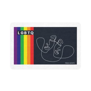 Lgbtq Pride Month Color Flag Dark Background With Female Couple Line Are Vector Illustration Pet Food Mat 12x18