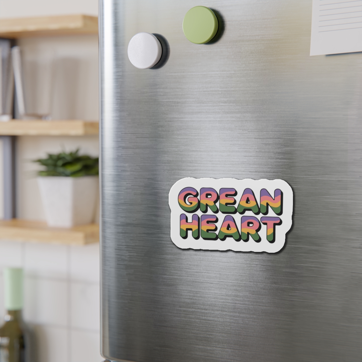 Green Heart Colorful Typography Die Cut Magnets - Image 15