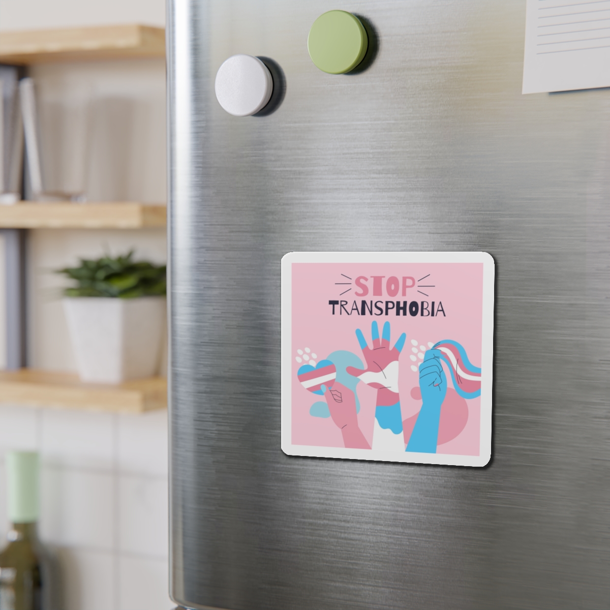 Hand Drawn Flat Design Stop Transphobia Concept Die Cut Magnets - Image 9