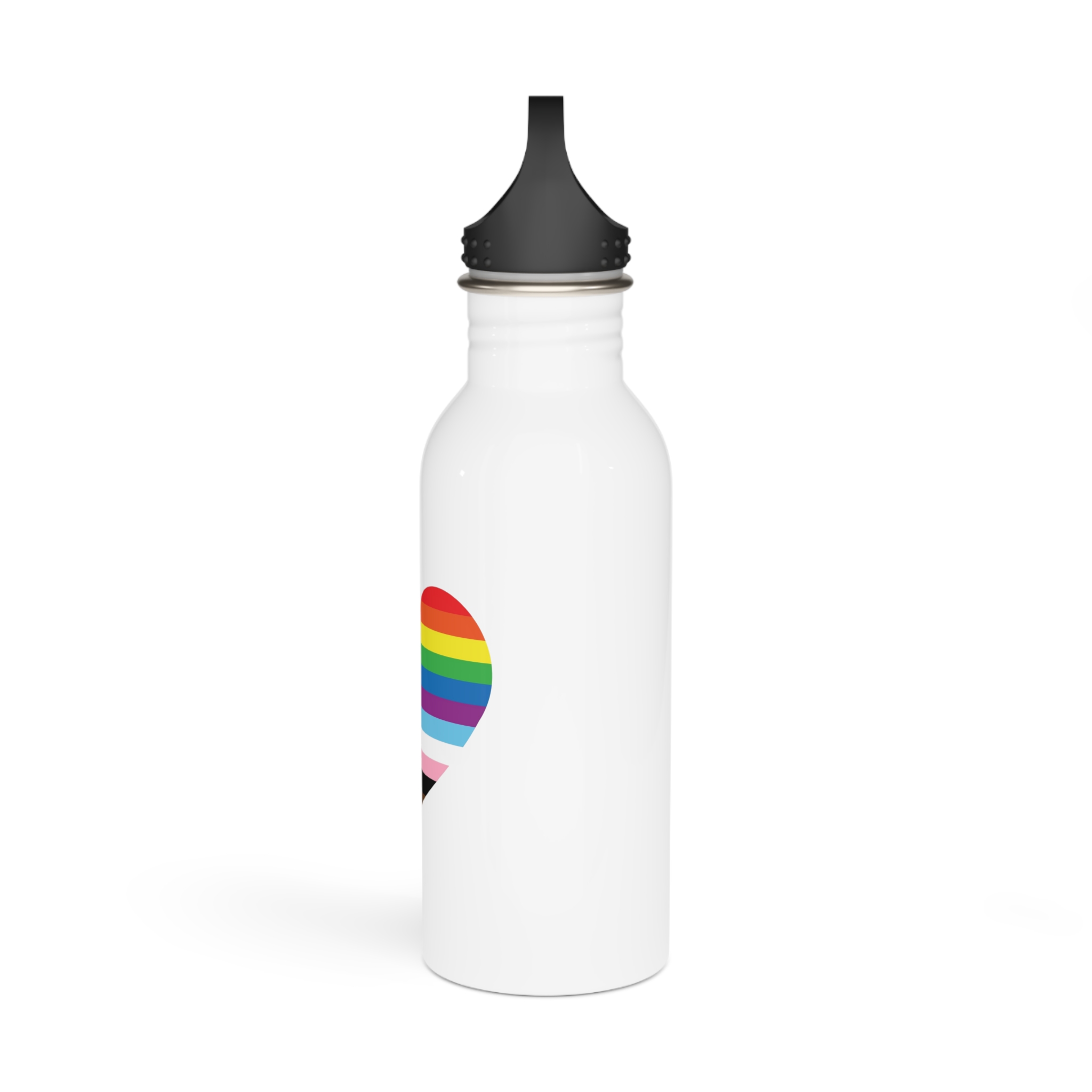 Progress Pride Flag Heart Symbol Love Inclusion1 Stainless Steel Water Bottle - Image 4