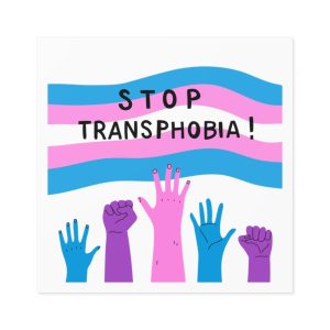 Hand Drawn Stop Transphobia Concept Illustration Laminate Stickers Square