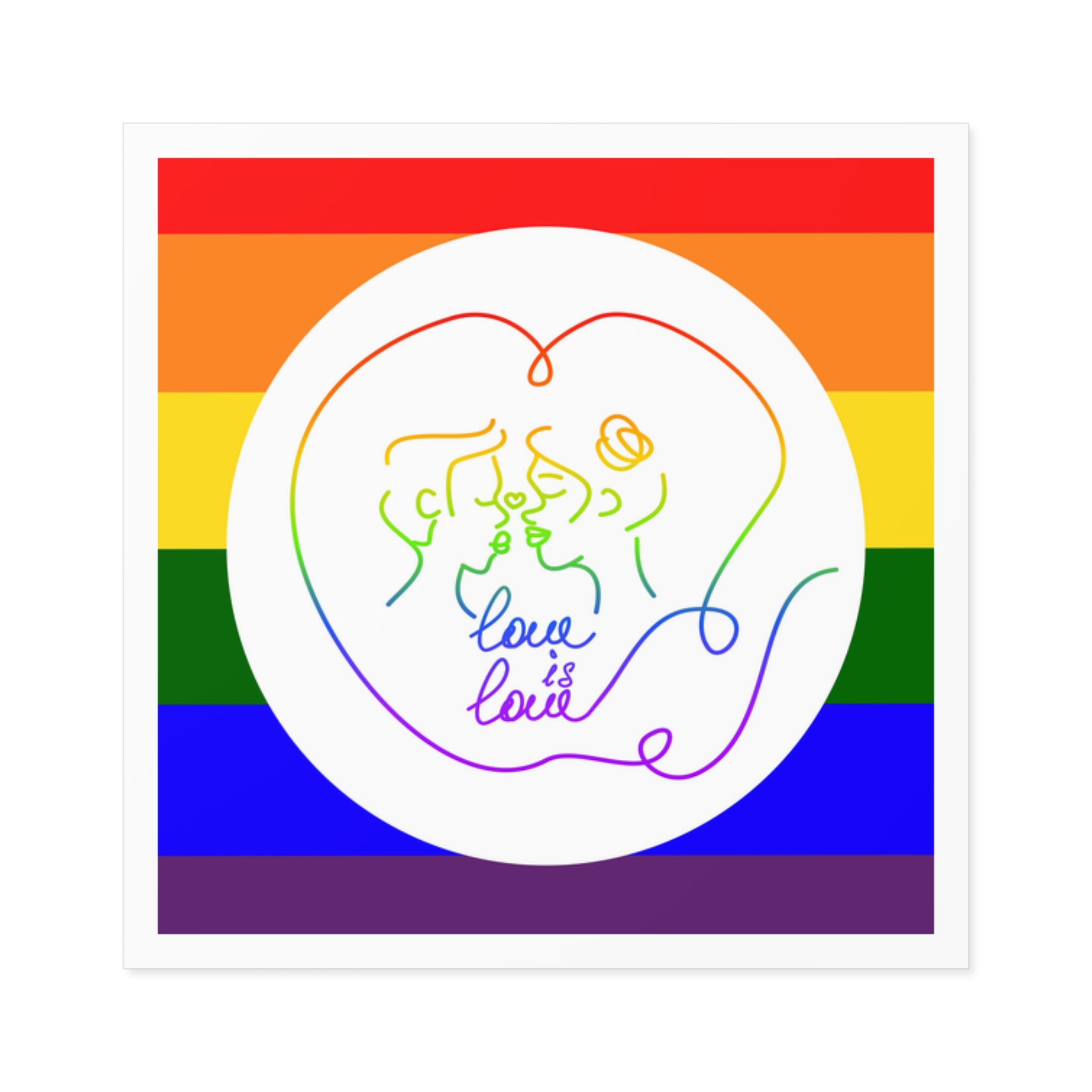 Poster With Kissing Woman Hand Lettering Love Is Love Theme Month Pride Lgbtq Love Background Laminate Stickers Square - Image 65