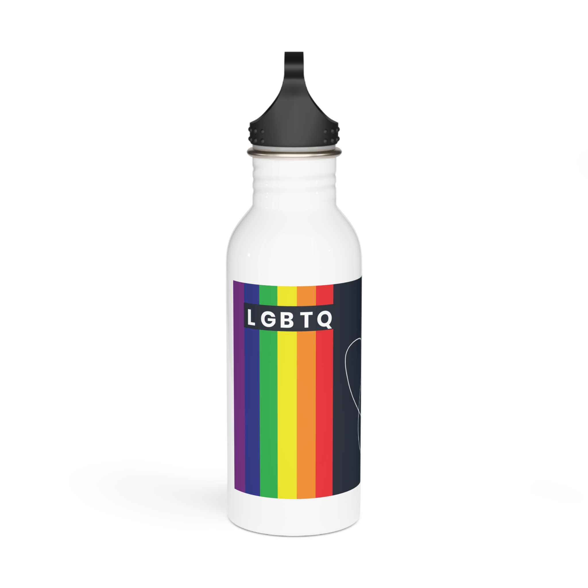 Lgbtq Pride Month Color Flag Dark Background With Female Couple Line Are Vector Illustration Stainless Steel Water Bottle - Image 2