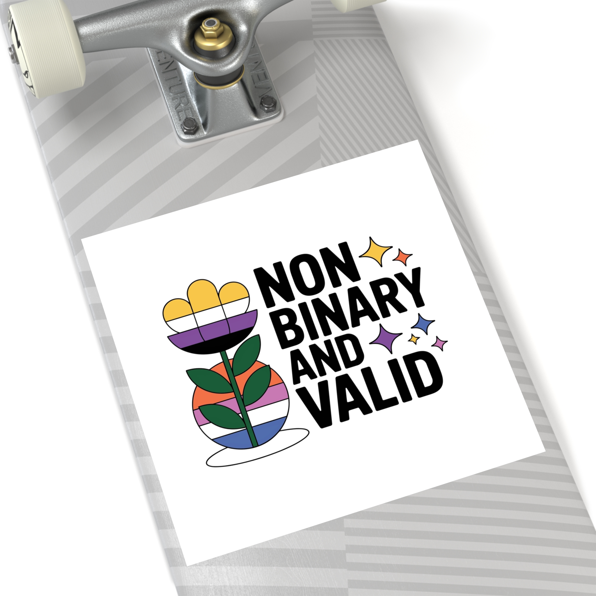 Non Binary Valid T Shirt Design Isolated White Background Laminate Stickers Square - Image 56